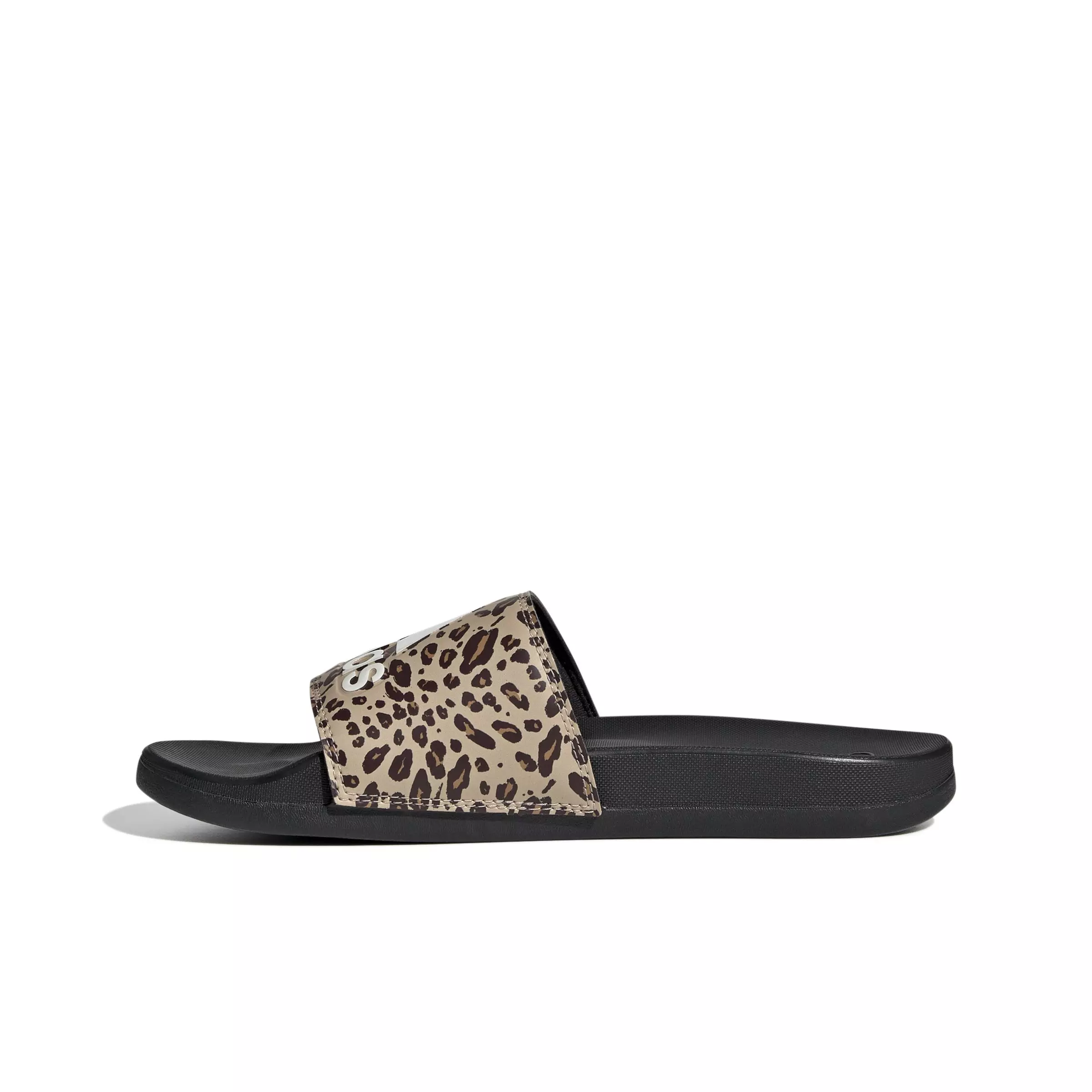adidas Adilette Comfort "Leopard Print" Women's Slide - BLACK/OFF WHITE/BEIGE