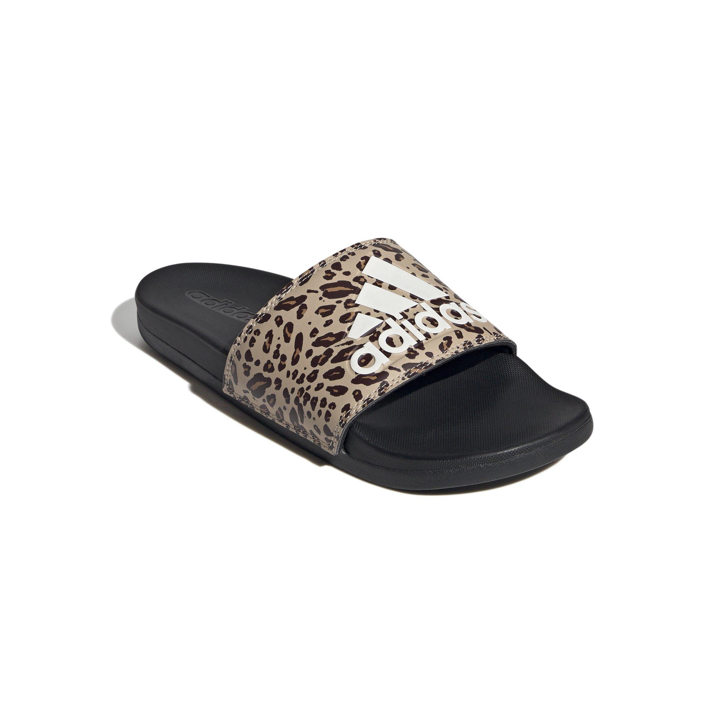adidas Adilette Comfort "Leopard Print" Women's Slide - BLACK/OFF WHITE/BEIGE Thumbnail View 3
