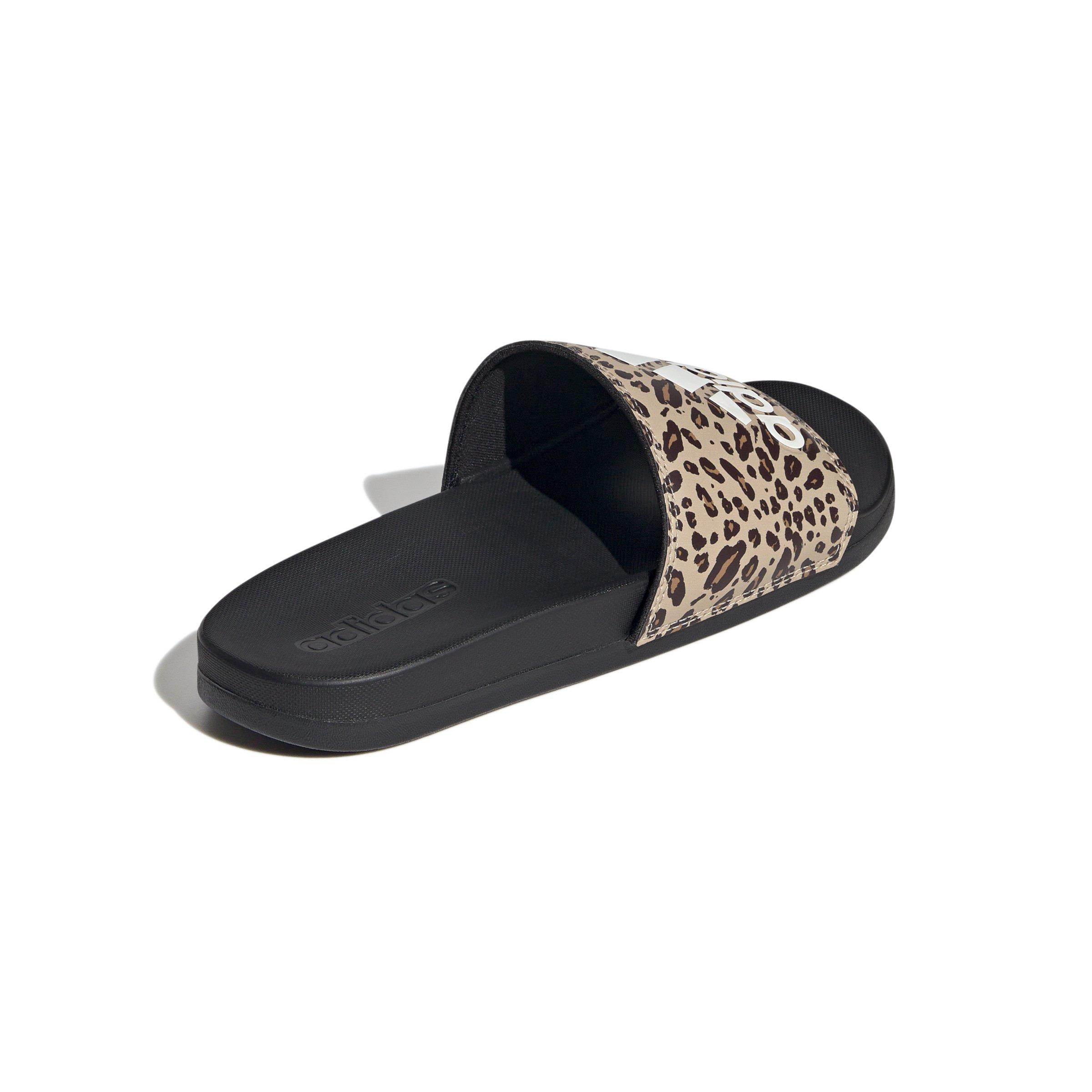 adidas Adilette Comfort "Leopard Print" Women's Slide - BLACK/OFF WHITE/BEIGE Thumbnail View 4