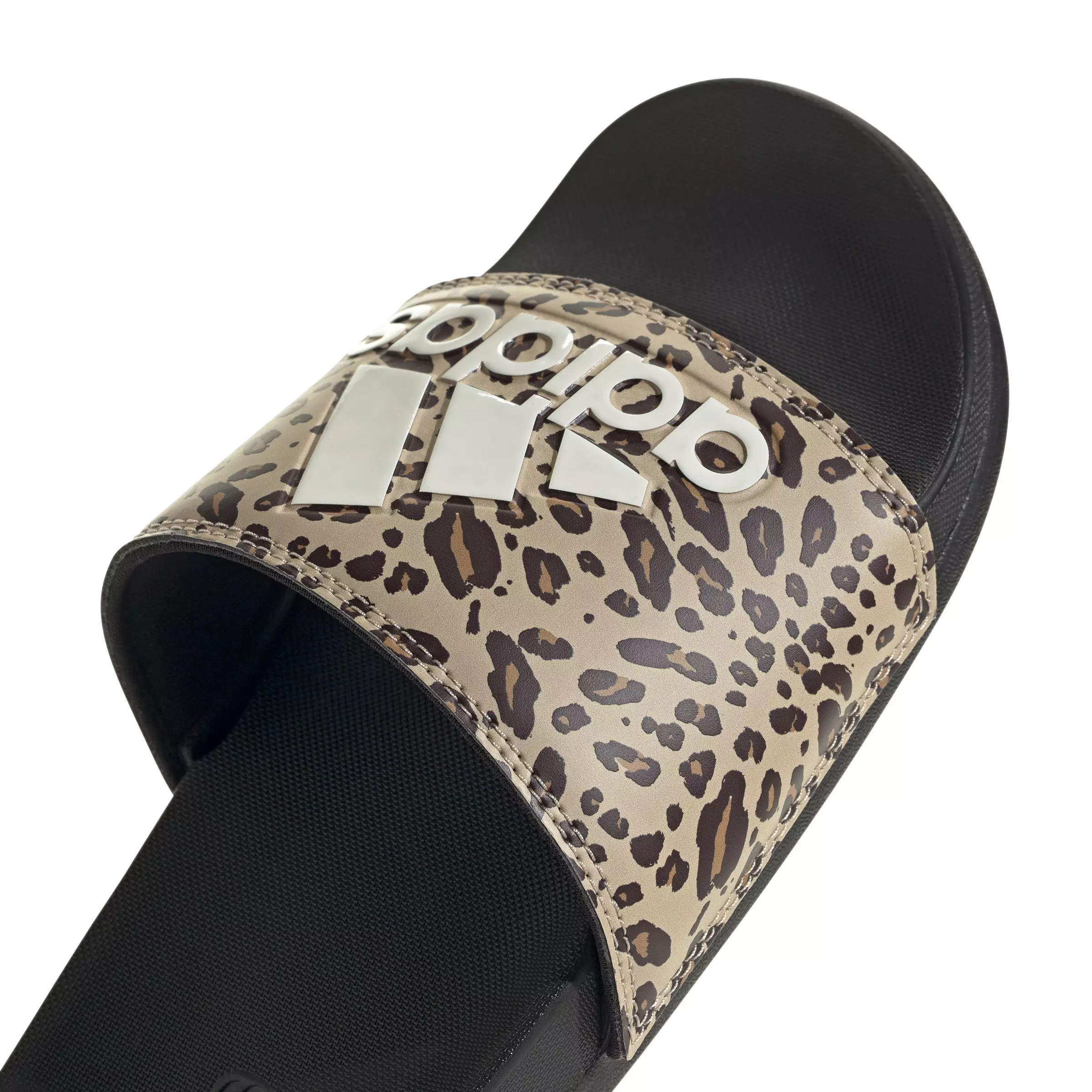 adidas Adilette Comfort "Leopard Print" Women's Slide - BLACK/OFF WHITE/BEIGE