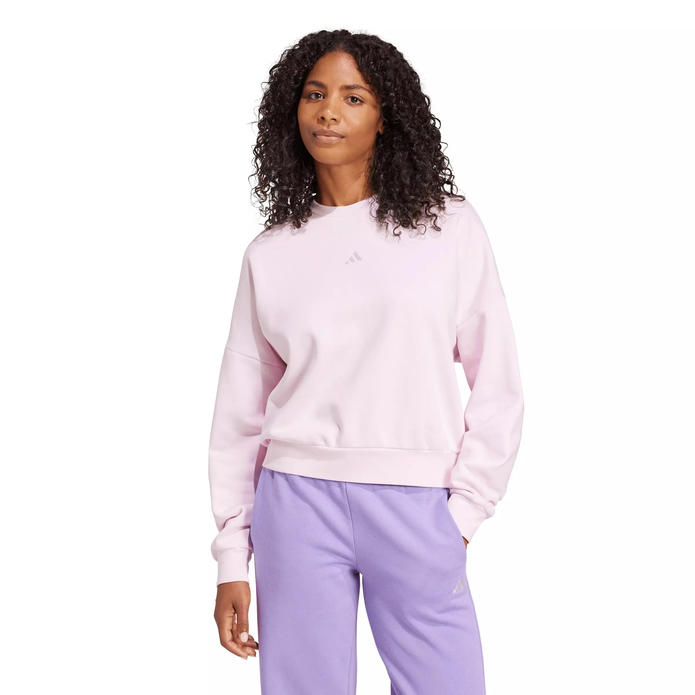 adidas Women's Essentials Small Logo Feelcozy Sweatshirt - Light Pink - LIGHT PINK