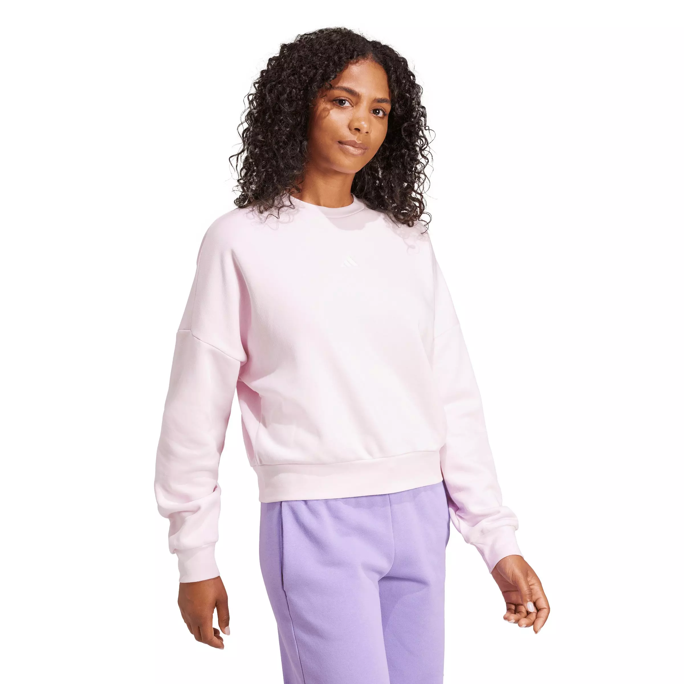 adidas Women's Essentials Small Logo Feelcozy Sweatshirt - Light Pink - LIGHT PINK
