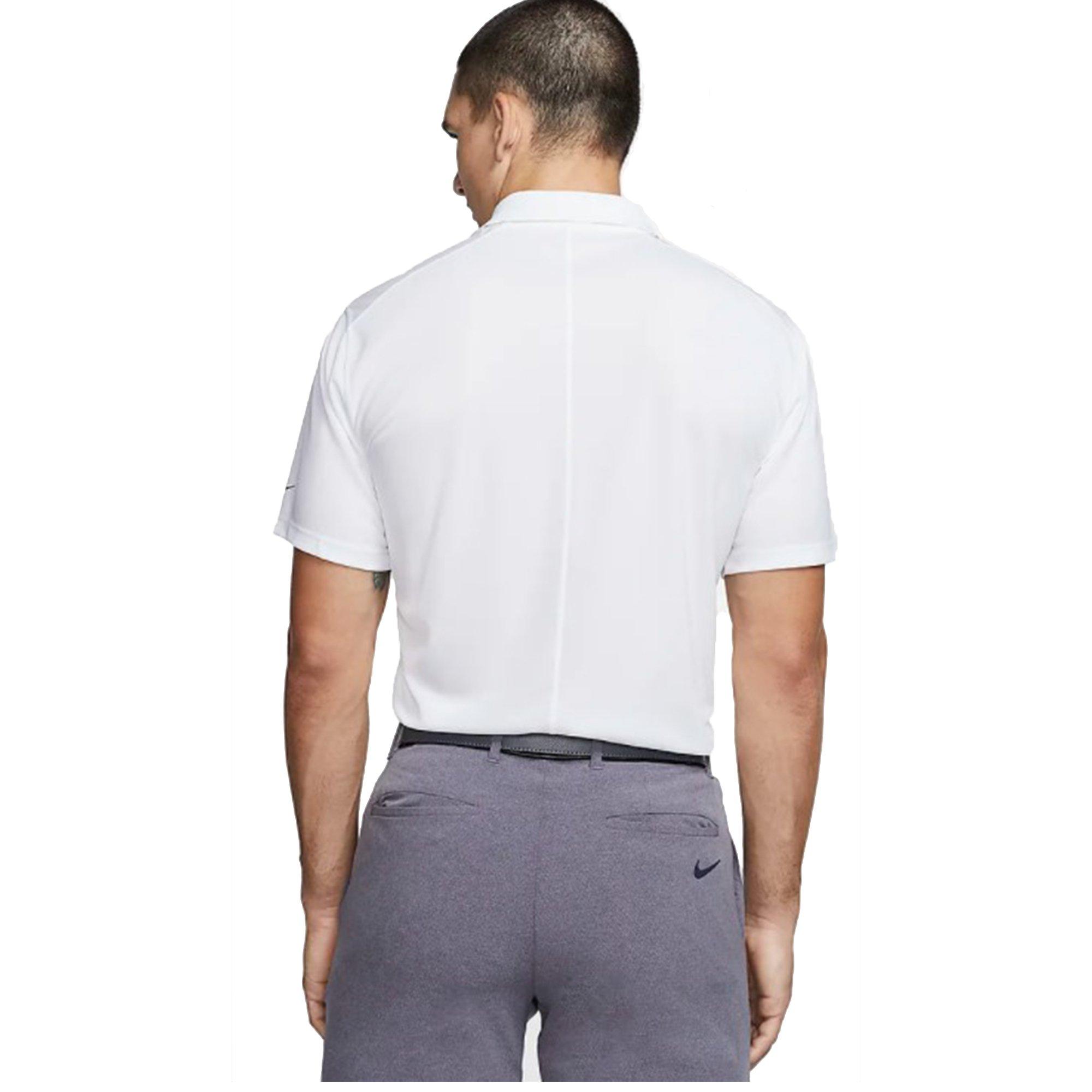Nike Men's "White/Black" Dri-FIT Victory Solid Golf Polo - WHITE Thumbnail View 2