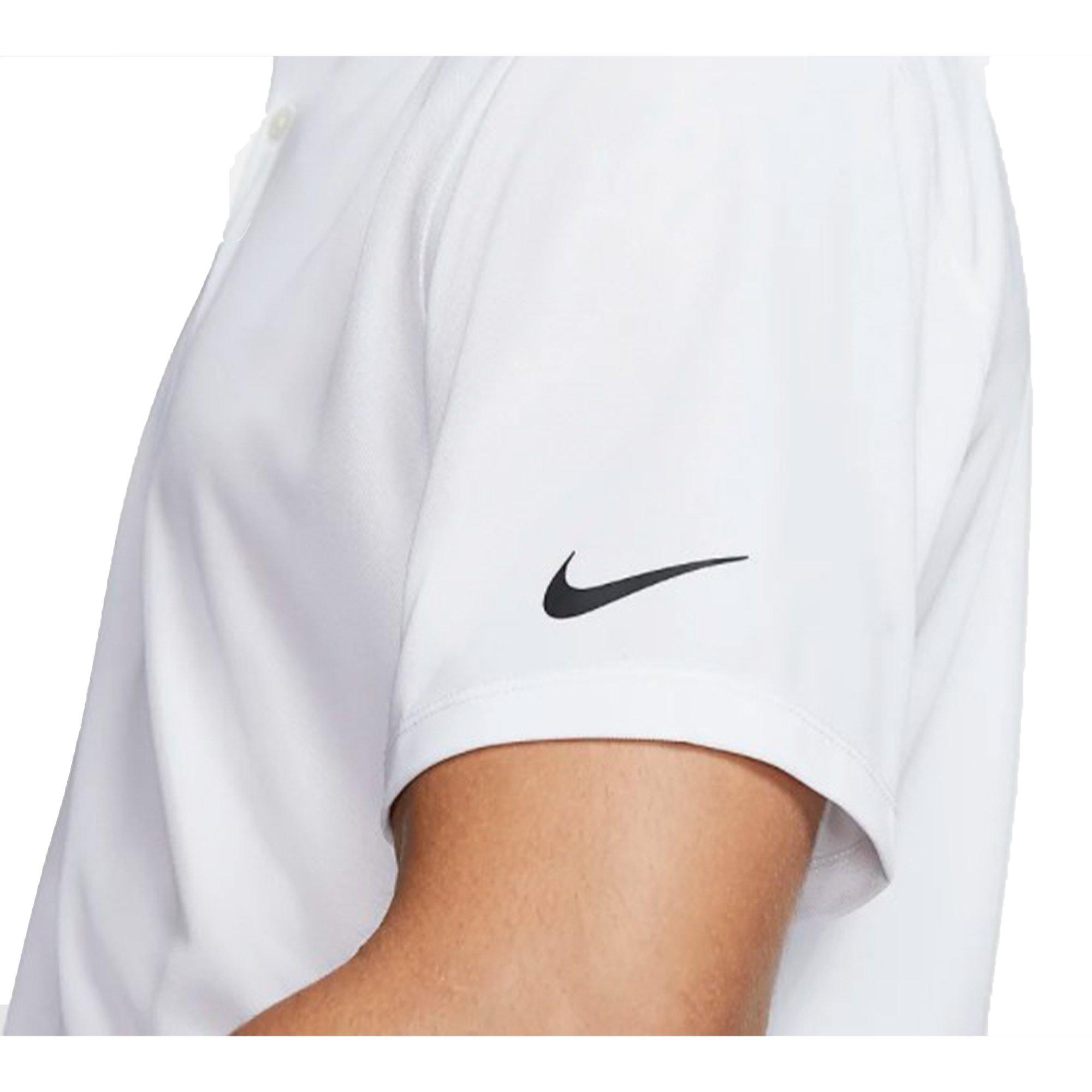 Nike Men's "White/Black" Dri-FIT Victory Solid Golf Polo - WHITE Thumbnail View 4