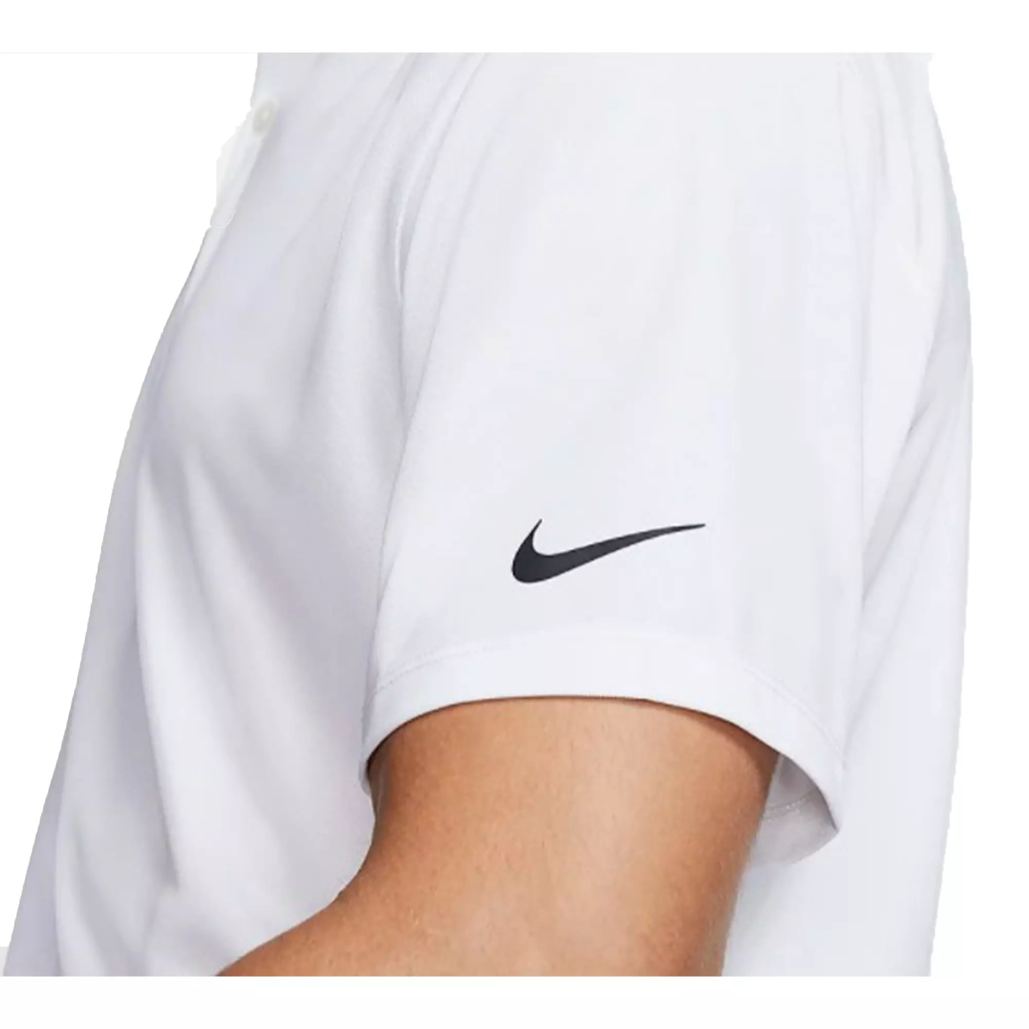 Nike Men's "White/Black" Dri-FIT Victory Solid Golf Polo - WHITE