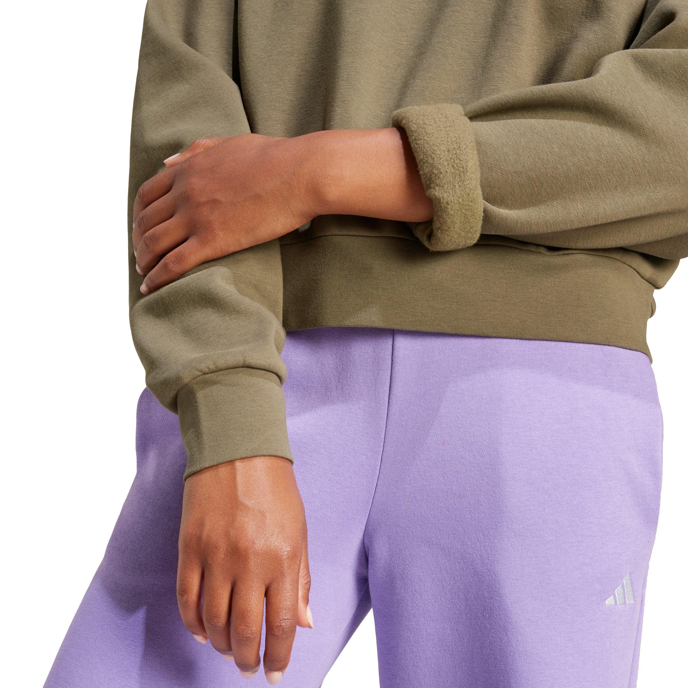 adidas Women's Essentials Small Logo Feelcozy Sweatshirt - Olive - OLIVE Thumbnail View 4