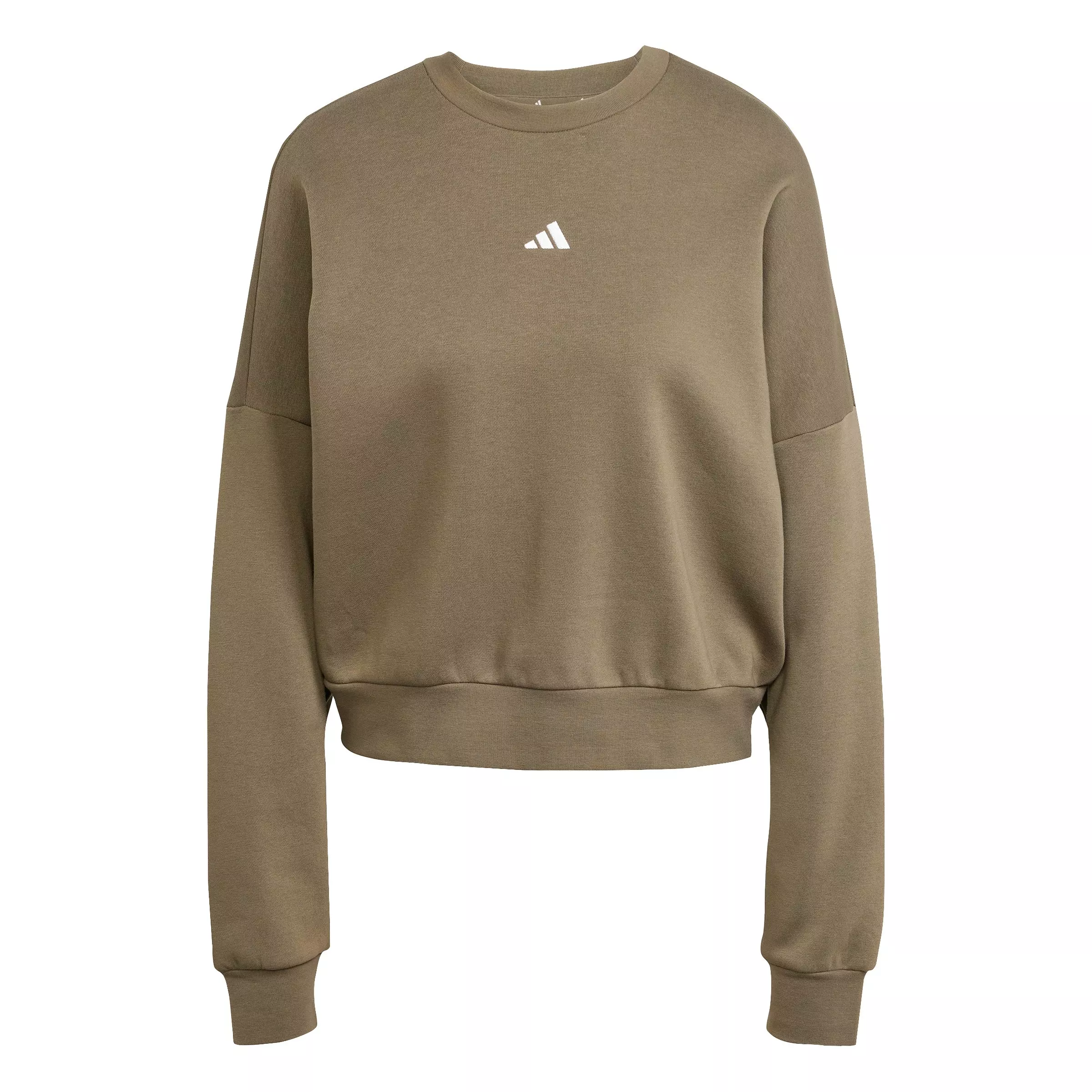 adidas Women's Essentials Small Logo Feelcozy Sweatshirt - Olive - OLIVE