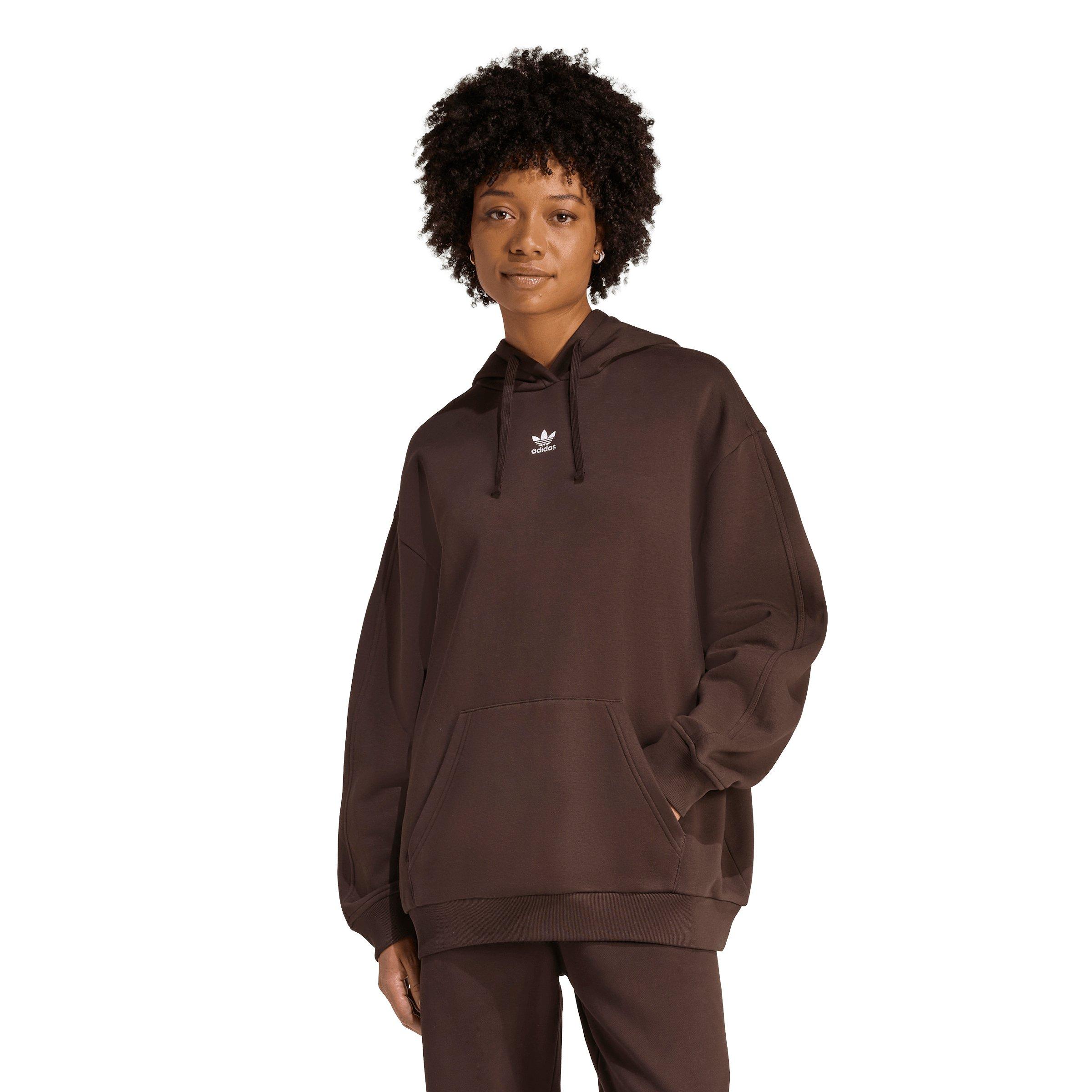 adidas Originals Women's Essentials Oversized Fleece Hoodie -Brown - BROWN Thumbnail View 1