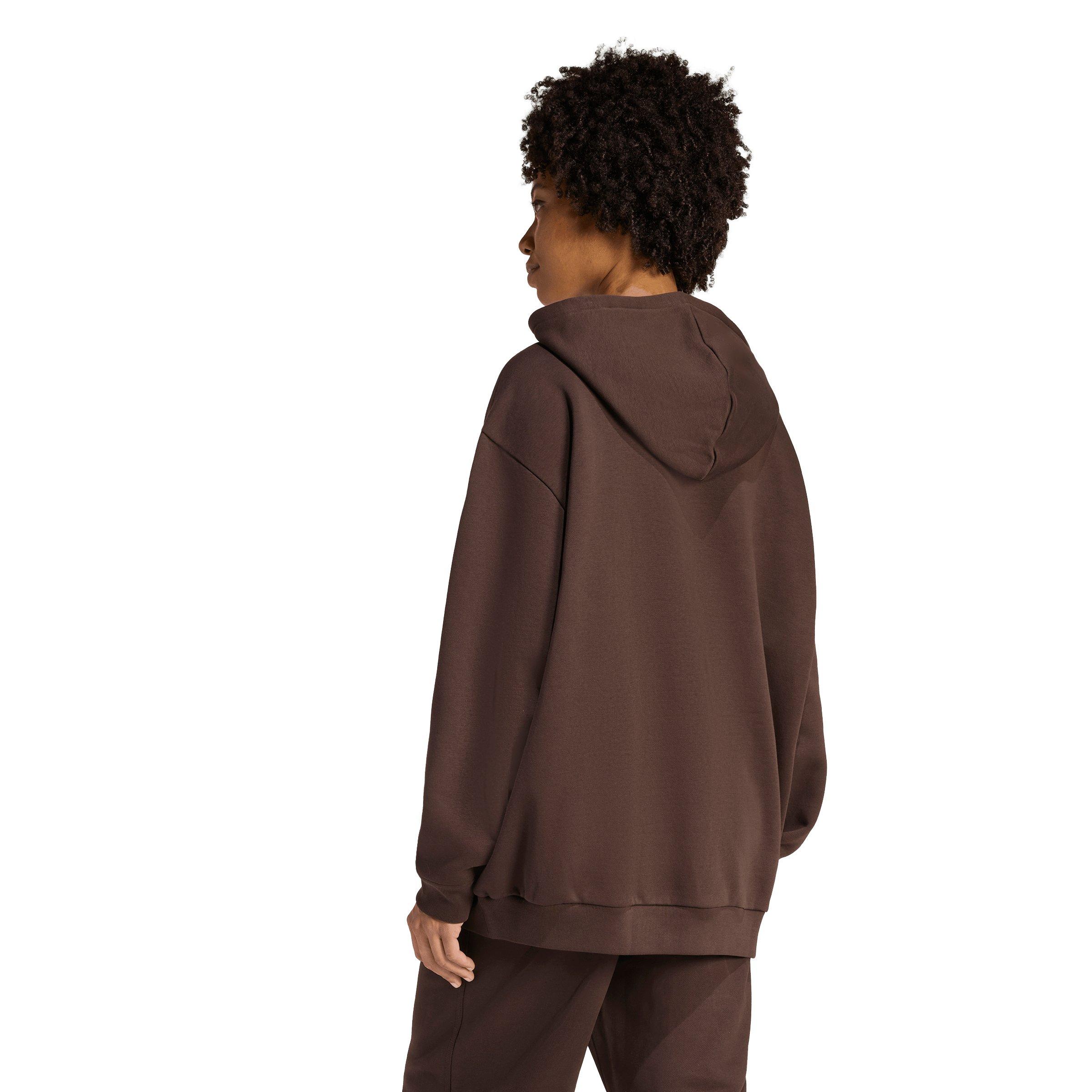 adidas Originals Women's Essentials Oversized Fleece Hoodie - Brown - BROWN Thumbnail View 2