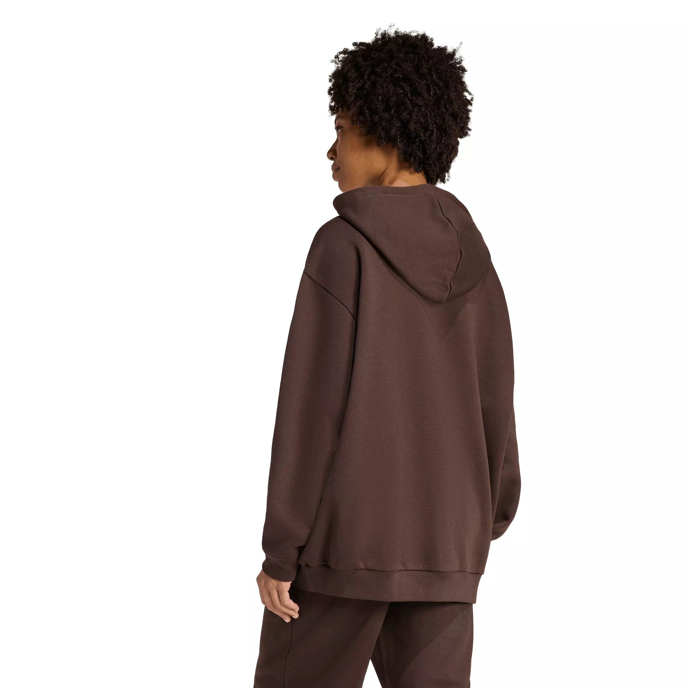 adidas Originals Women's Essentials Oversized Fleece Hoodie -Brown - BROWN