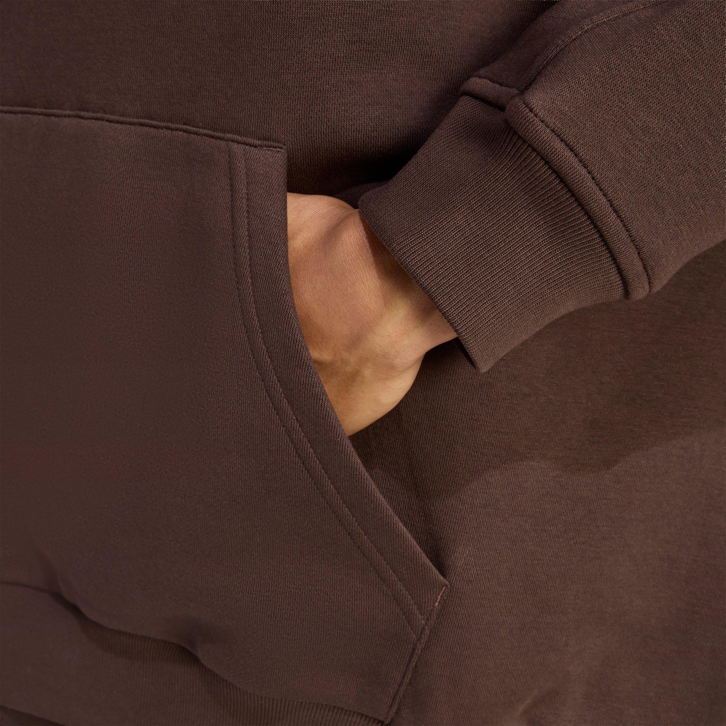 adidas Originals Women's Essentials Oversized Fleece Hoodie -Brown - BROWN Thumbnail View 3