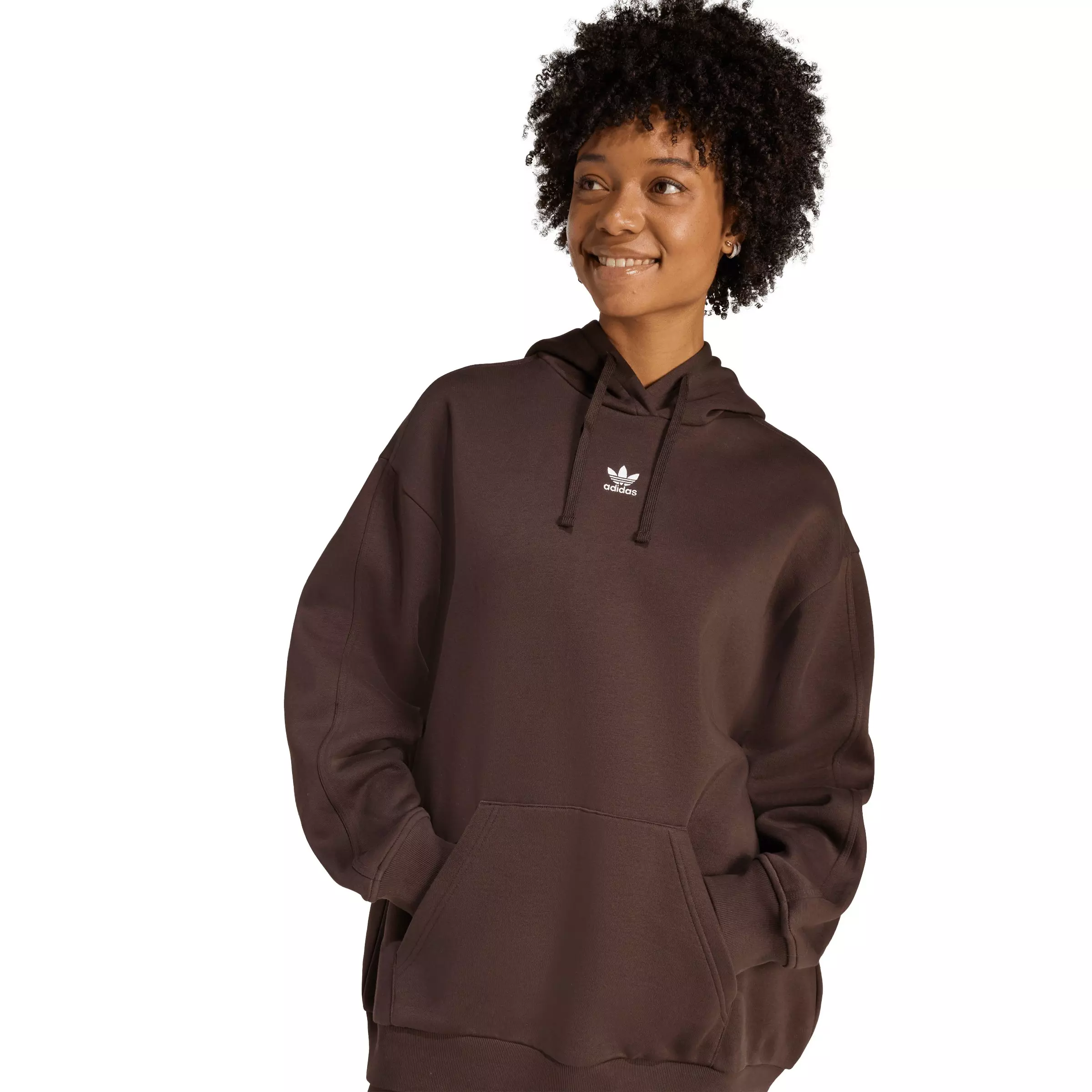 adidas Originals Women's Essentials Oversized Fleece Hoodie - Brown - BROWN