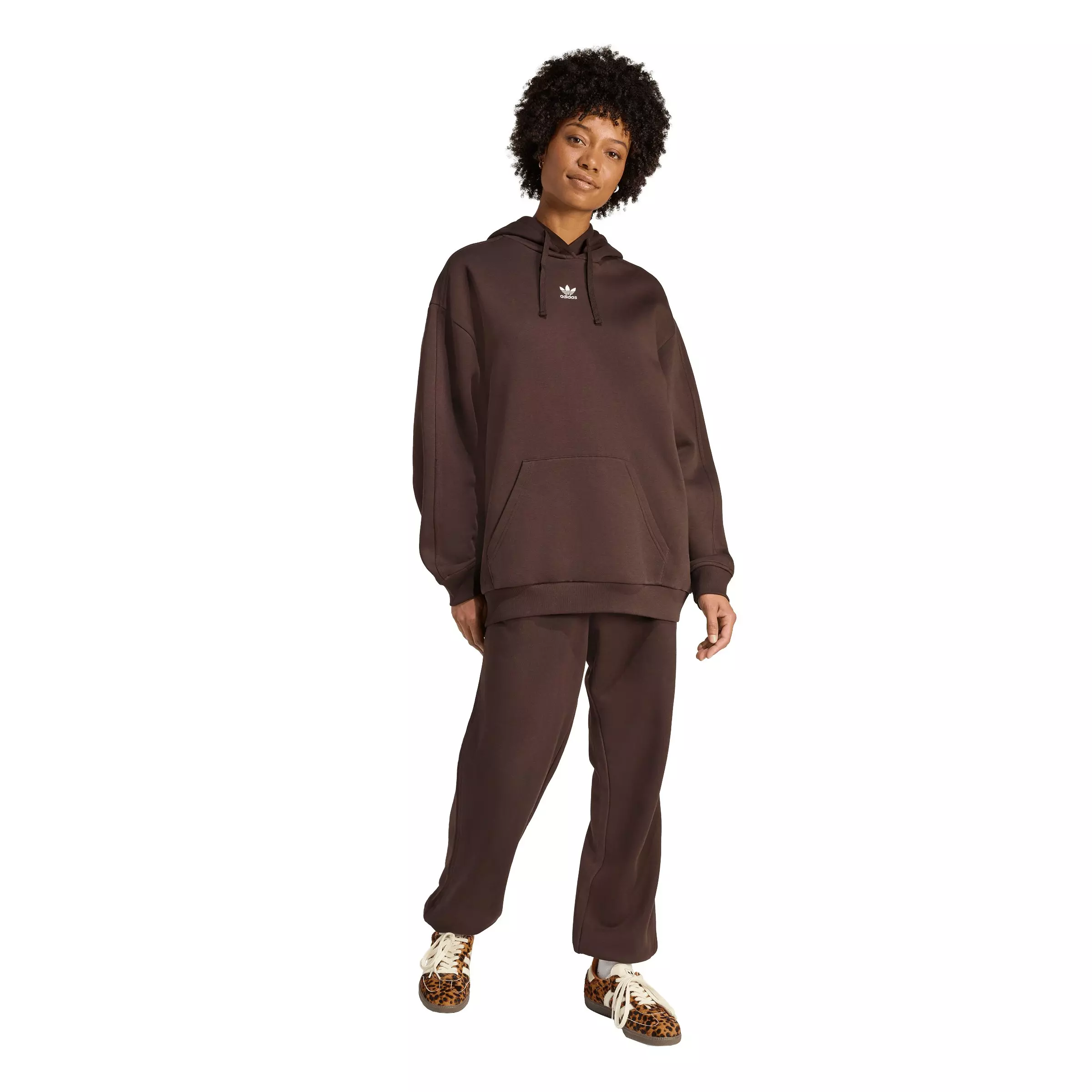 adidas Originals Women's Essentials Oversized Fleece Hoodie - Brown - BROWN