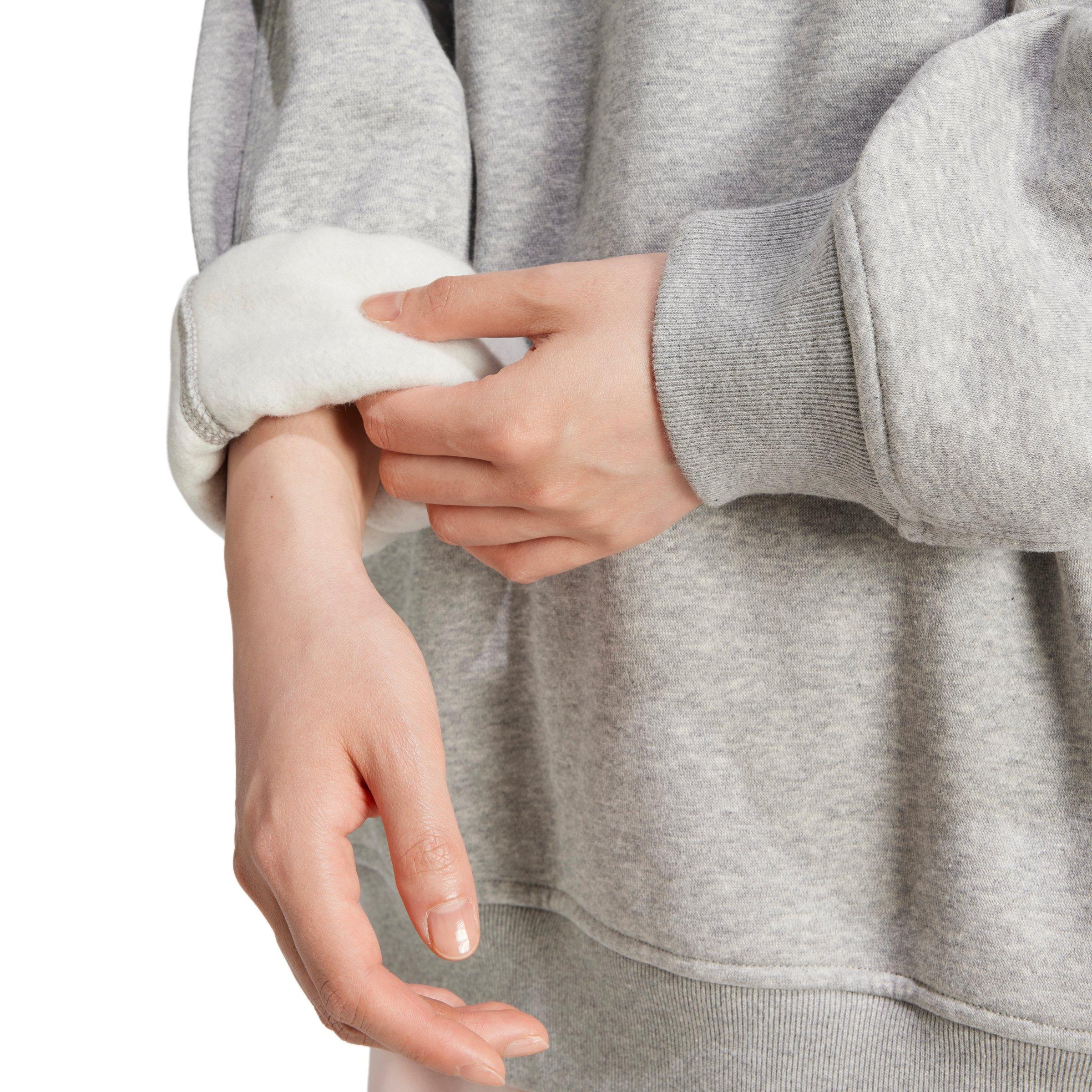 adidas Originals Women's Essentials Fleece Oversized Crewneck Sweatshirt - Grey - GREY Thumbnail View 4