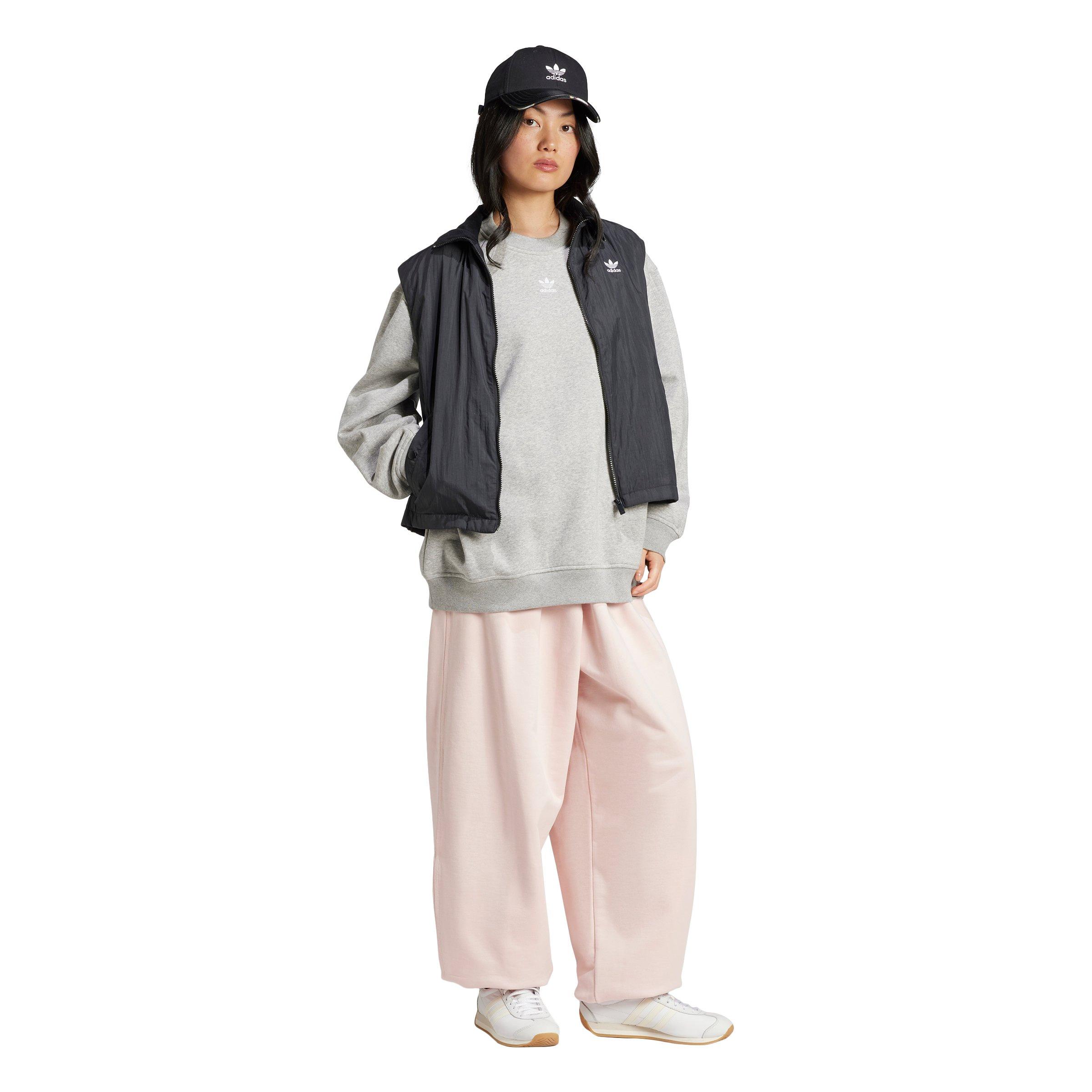 adidas Originals Women's Essentials Fleece Oversized Crewneck Sweatshirt - Grey - GREY Thumbnail View 5