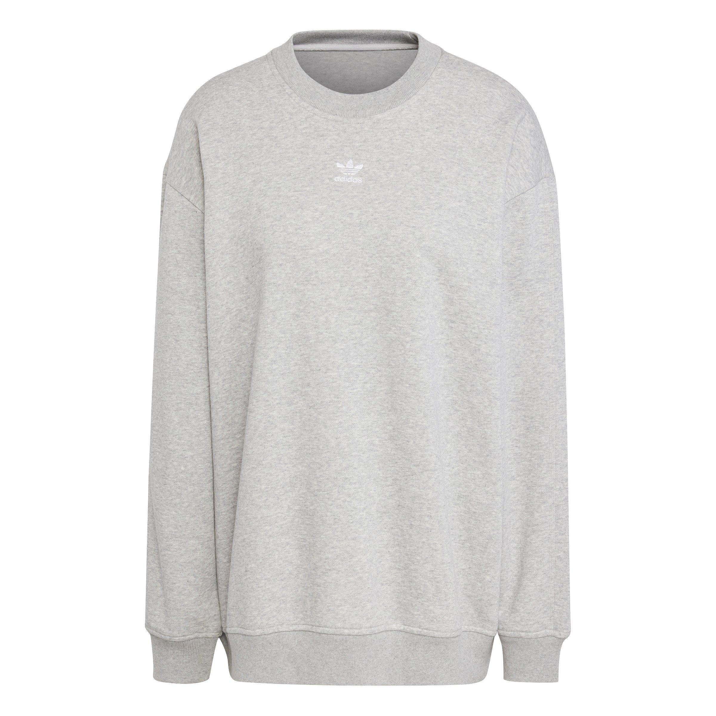 adidas Originals Women's Essentials Fleece Oversized Crewneck Sweatshirt - Grey - GREY Thumbnail View 6