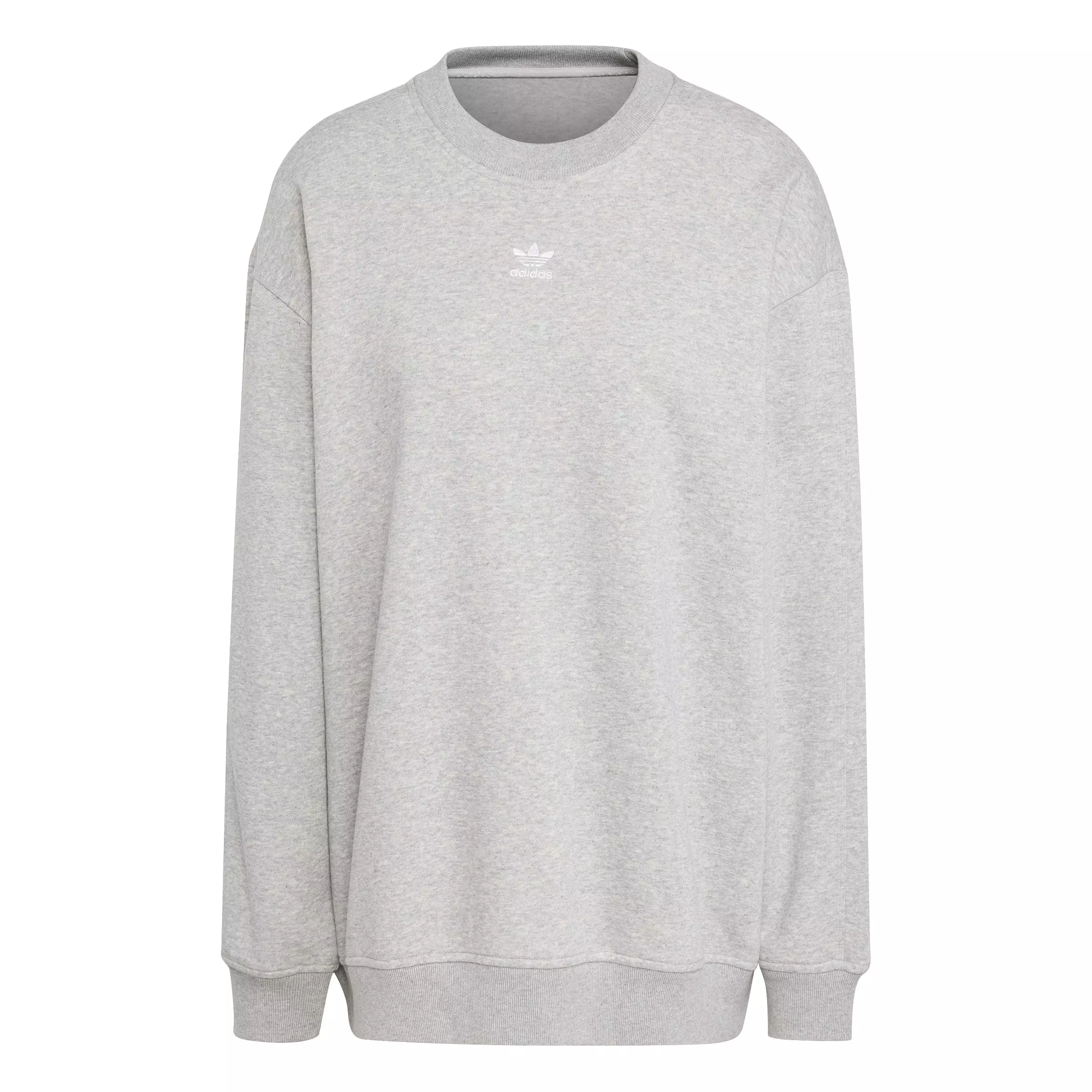 adidas Originals Women's Essentials Fleece Oversized Crewneck Sweatshirt - Grey - GREY