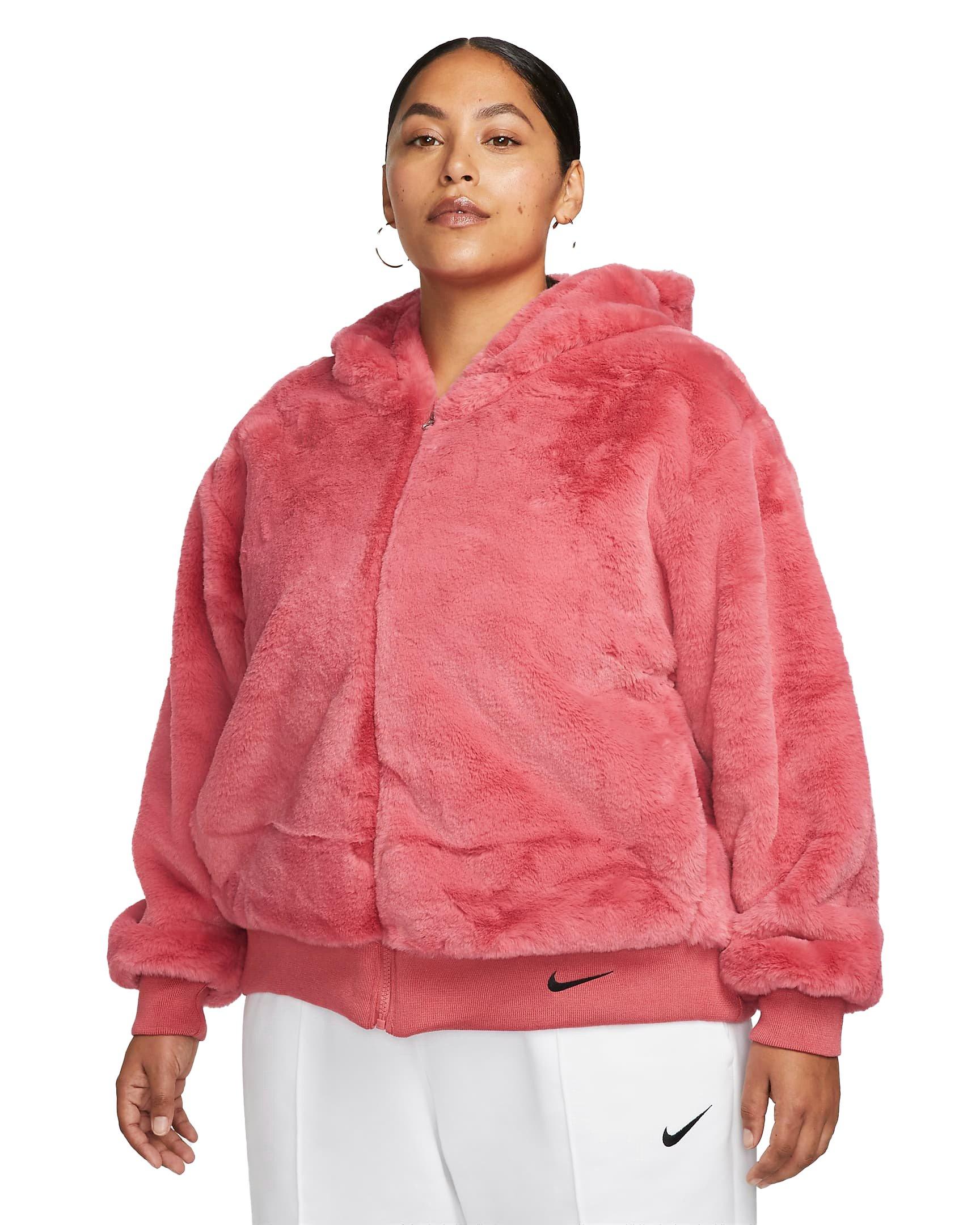 nike pink fur jacket