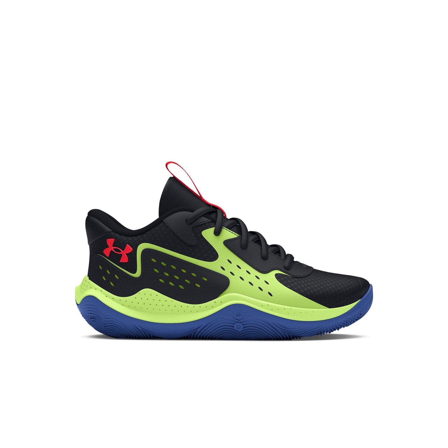 Under Armour Jet '23 "Black/Morph Green/Beta" Preschool Boys' Basketball Shoe - BLACK/GREEN/BLUE Thumbnail View 1