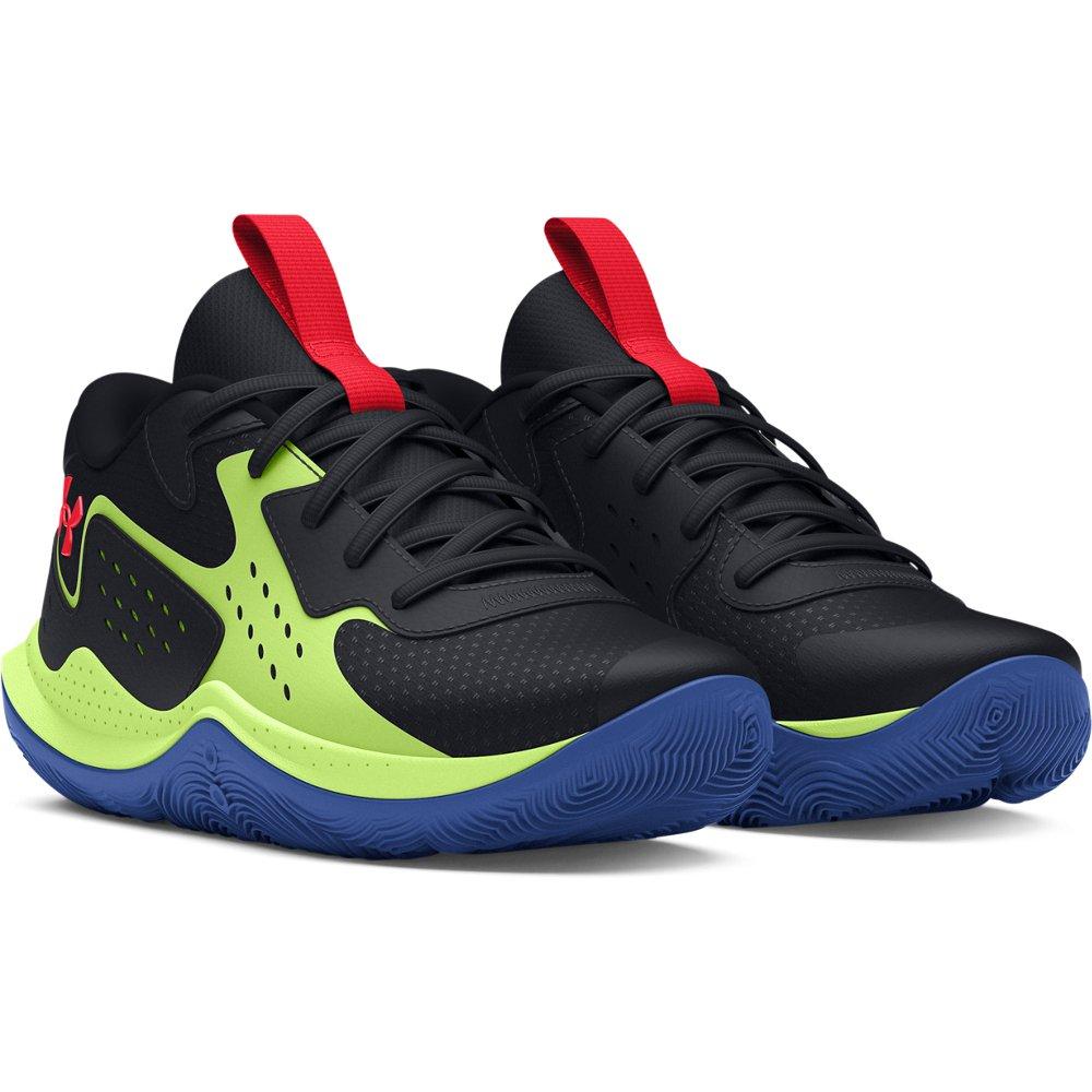 Under Armour Jet '23 "Black/Morph Green/Beta" Preschool Boys' Basketball Shoe - BLACK/GREEN/BLUE Thumbnail View 3