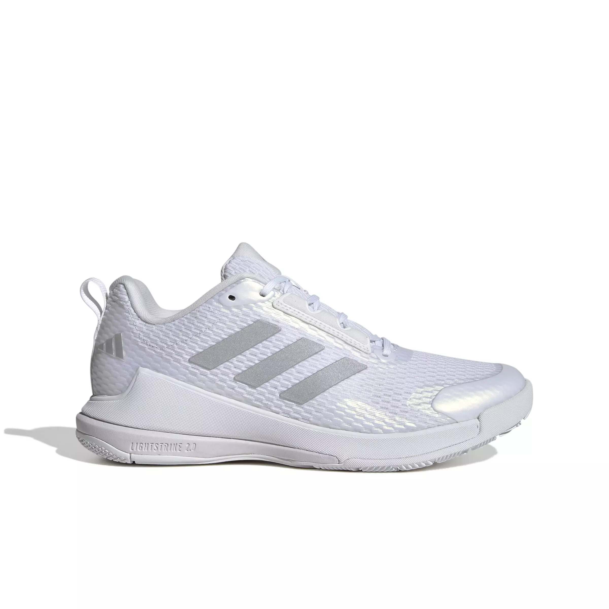 adidas Novaflight 2 "Ftwr White/Silver Metallic/Ftwr White" Women's Volleyball Shoe - WHITE/SILVER/WHITE