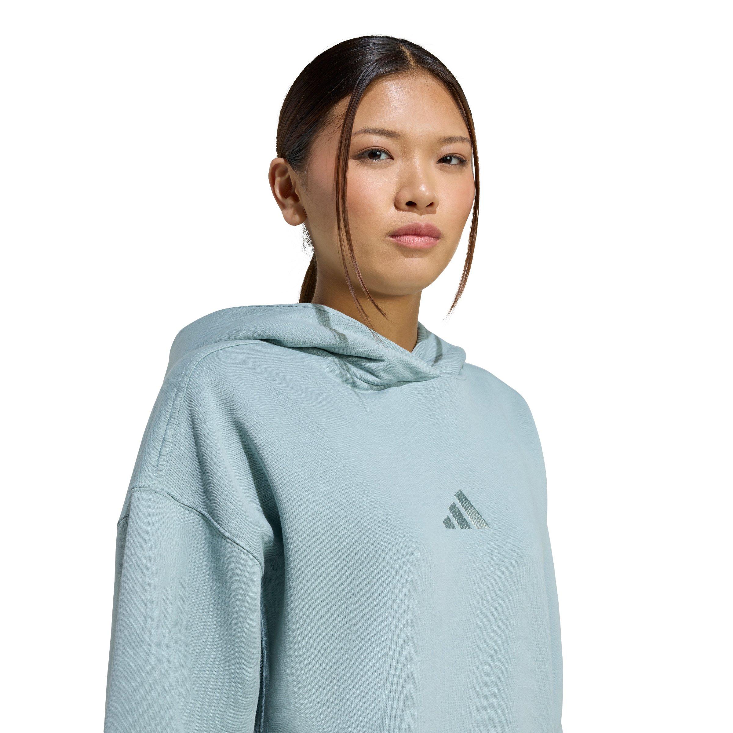 adidas Women's All SZN Fleece Loose Hoodie - Sage Green - SAGE GREEN Thumbnail View 3