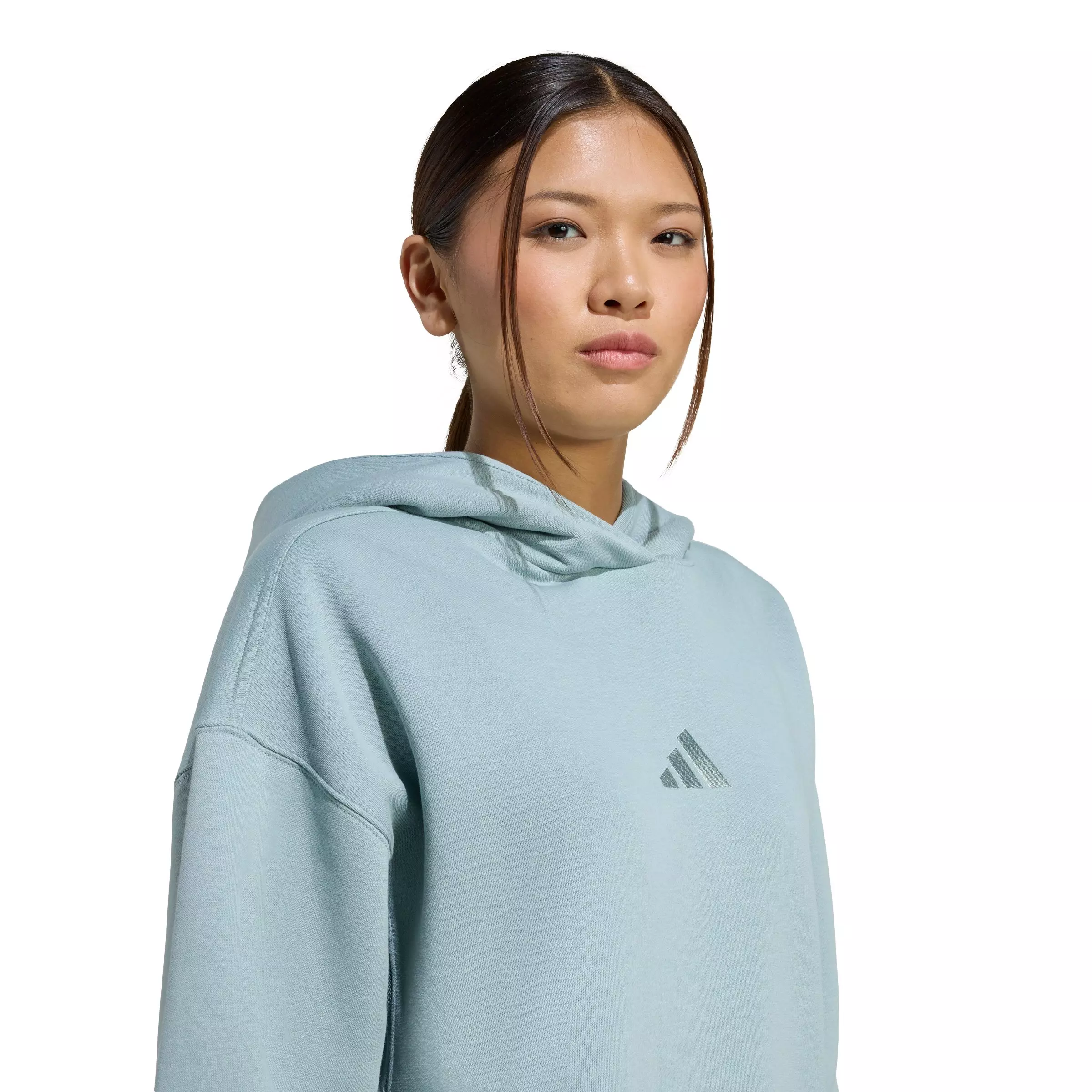 adidas Women's All SZN Fleece Loose Hoodie - Sage Green - SAGE GREEN