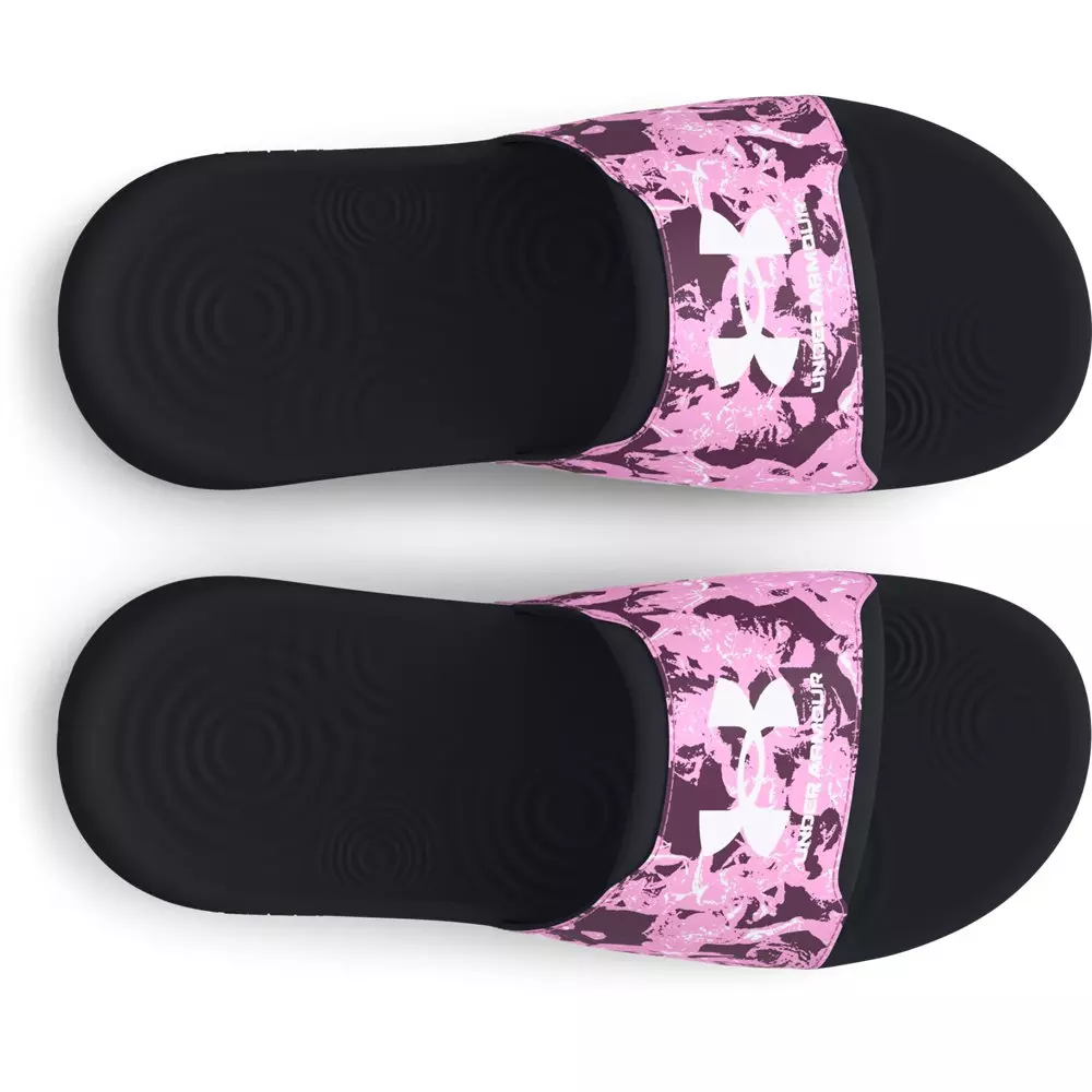 Under Armour Ignite Select Graphic "Black/Stellar Pink/White" Grade School Girls' Slide - BLACK/PINK/WHITE