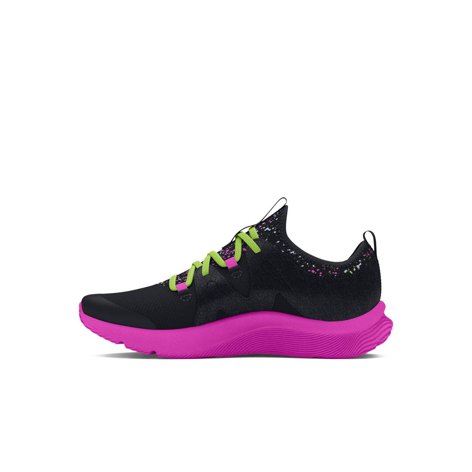 Under Armour Infinity 3.0 AL Preschool Girls' "Black/Vivid Magenta/Morph Green" Running Shoe
