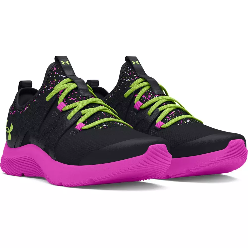 Under Armour Infinity 3.0 AL "Black/Vivid Magenta/Morph Green" Preschool Girls' Running Shoe - BLACK/PURPLE/GREEN
