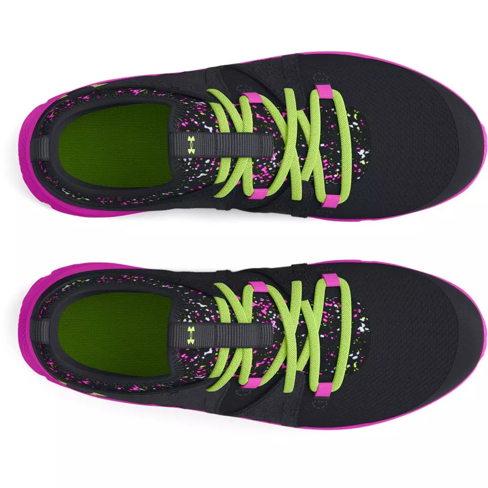 Under Armour Infinity 3.0 AL "Black/Vivid Magenta/Morph Green" Preschool Girls' Running Shoe - BLACK/PURPLE/GREEN