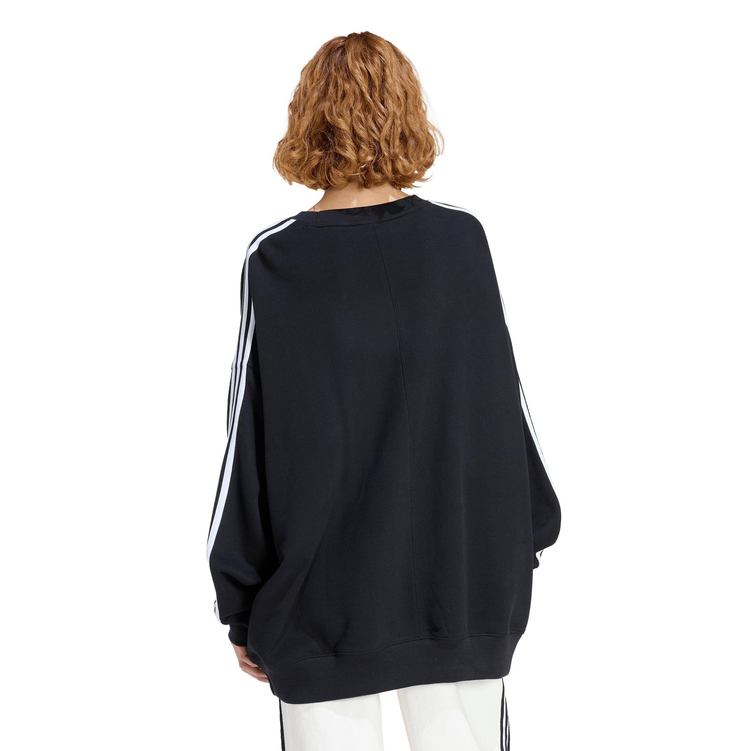 adidas Originals Women's 3 Stripes Oversized Adilenium Crewneck - Black - BLACK Thumbnail View 2