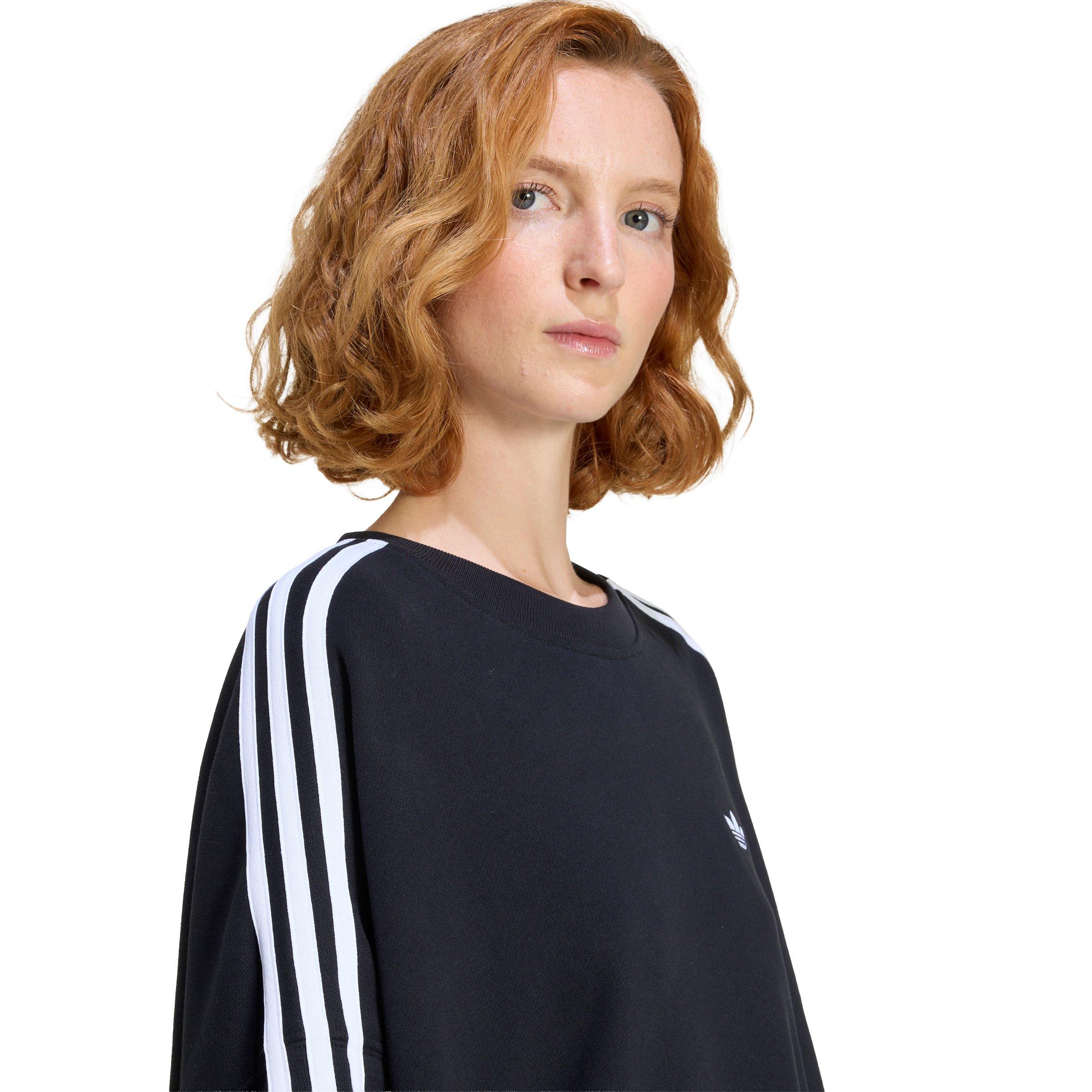 adidas Originals Women's 3 Stripes Oversized Adilenium Crewneck - Black - BLACK Thumbnail View 3