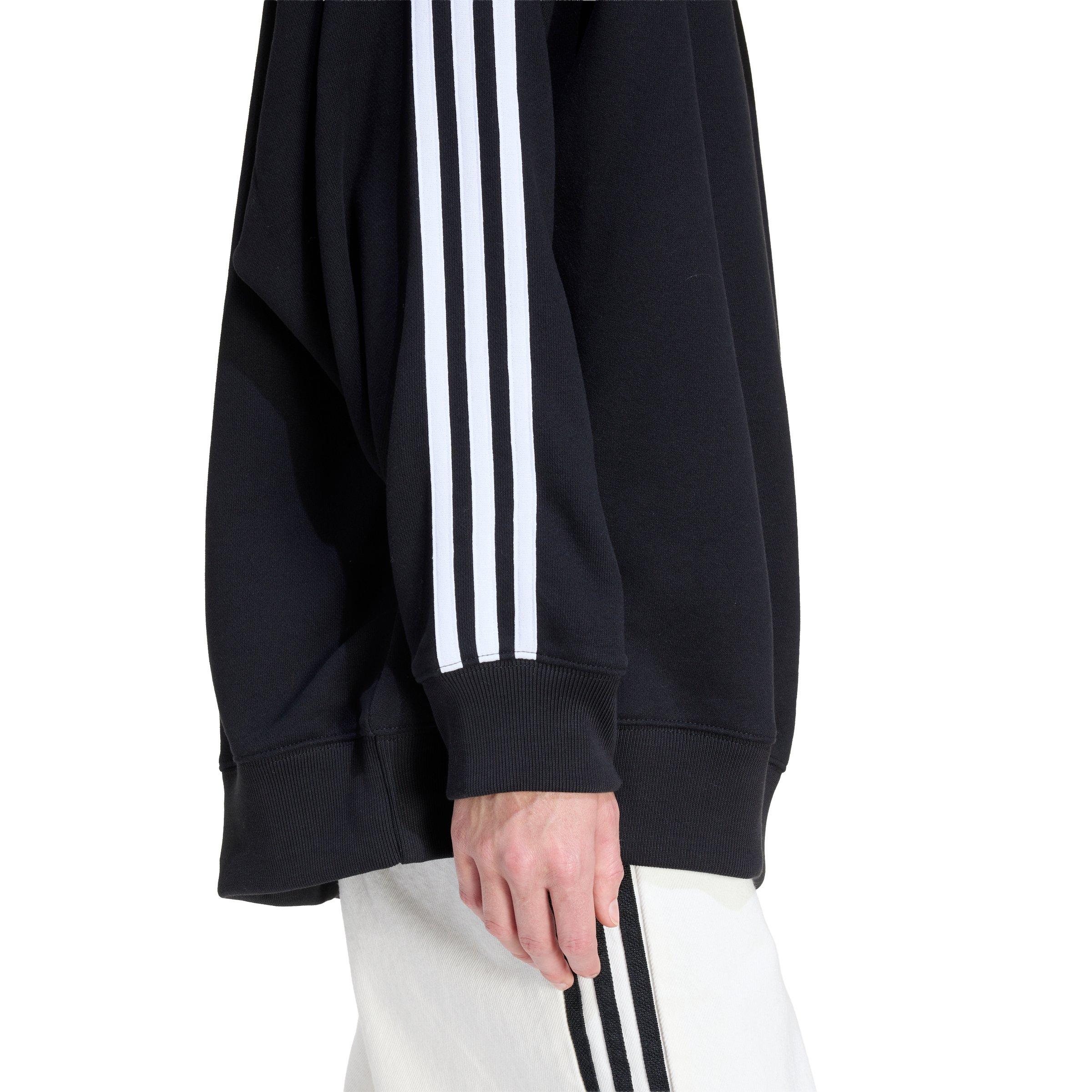 adidas Originals Women's 3 Stripes Oversized Adilenium Crewneck - Black - BLACK Thumbnail View 4