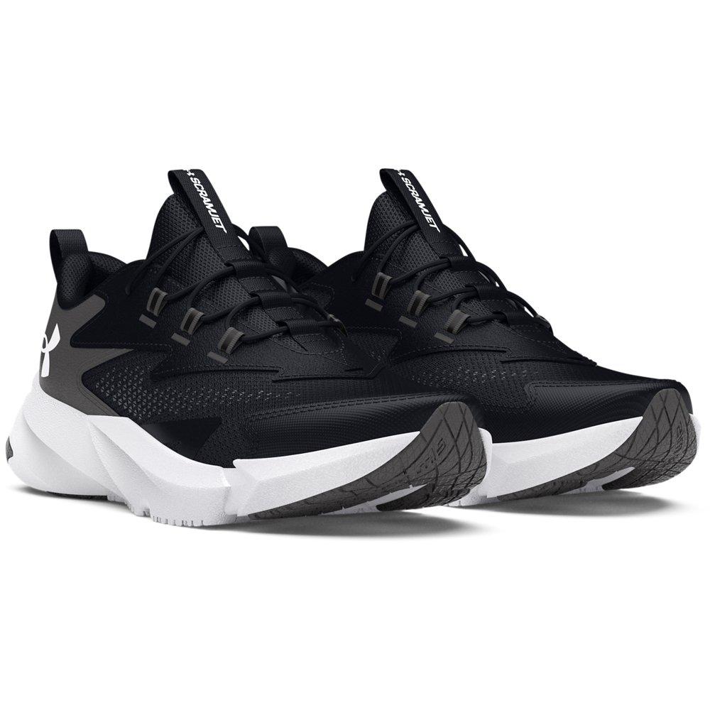 Under Armour Scramjet 6 AL "Black/Castlerock/White" Preschool Boys' Running Shoe - BLACK/GREY/WHITE Thumbnail View 3