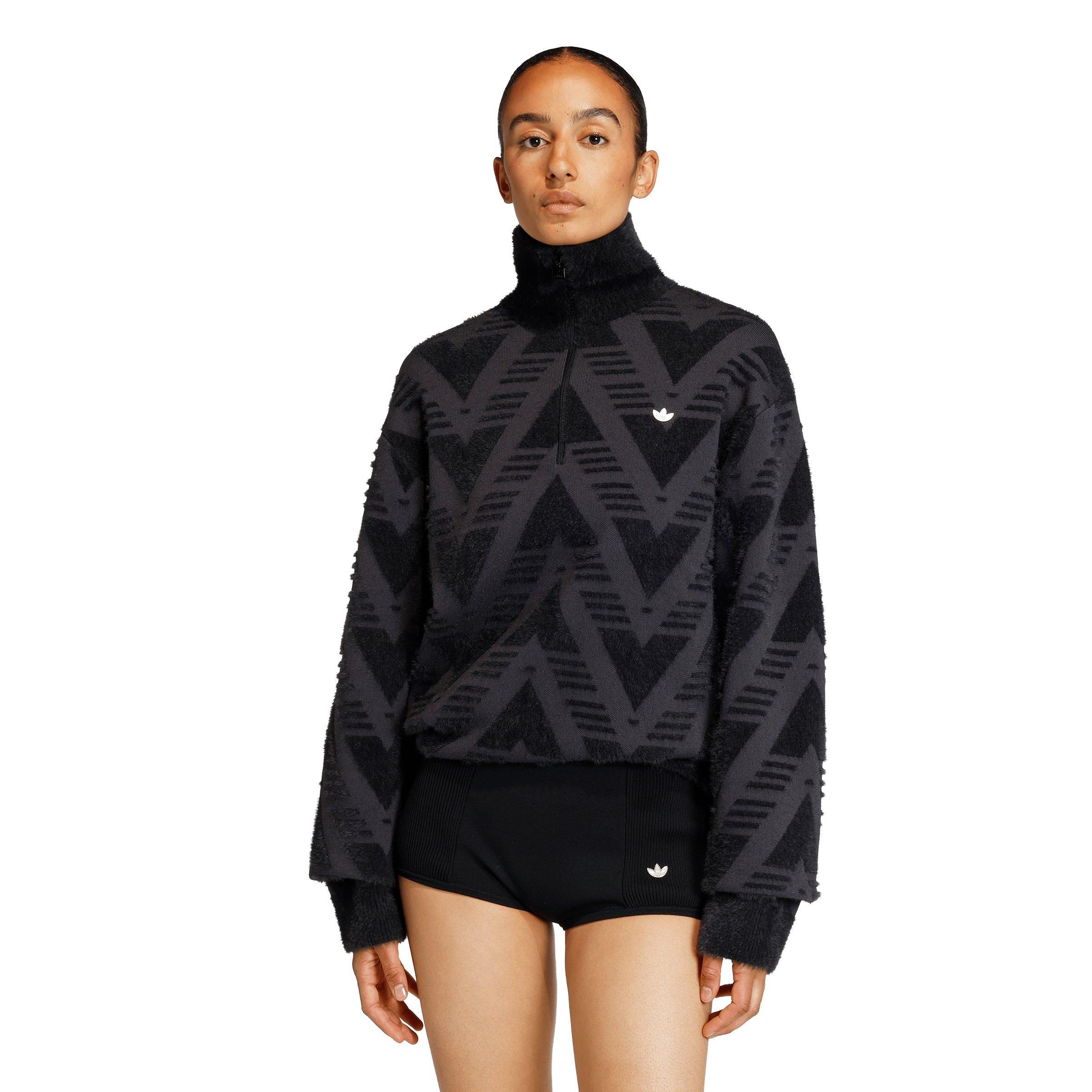 adidas Originals Women's Knitted half-Zip Sweater - Black - BLACK Thumbnail View 1