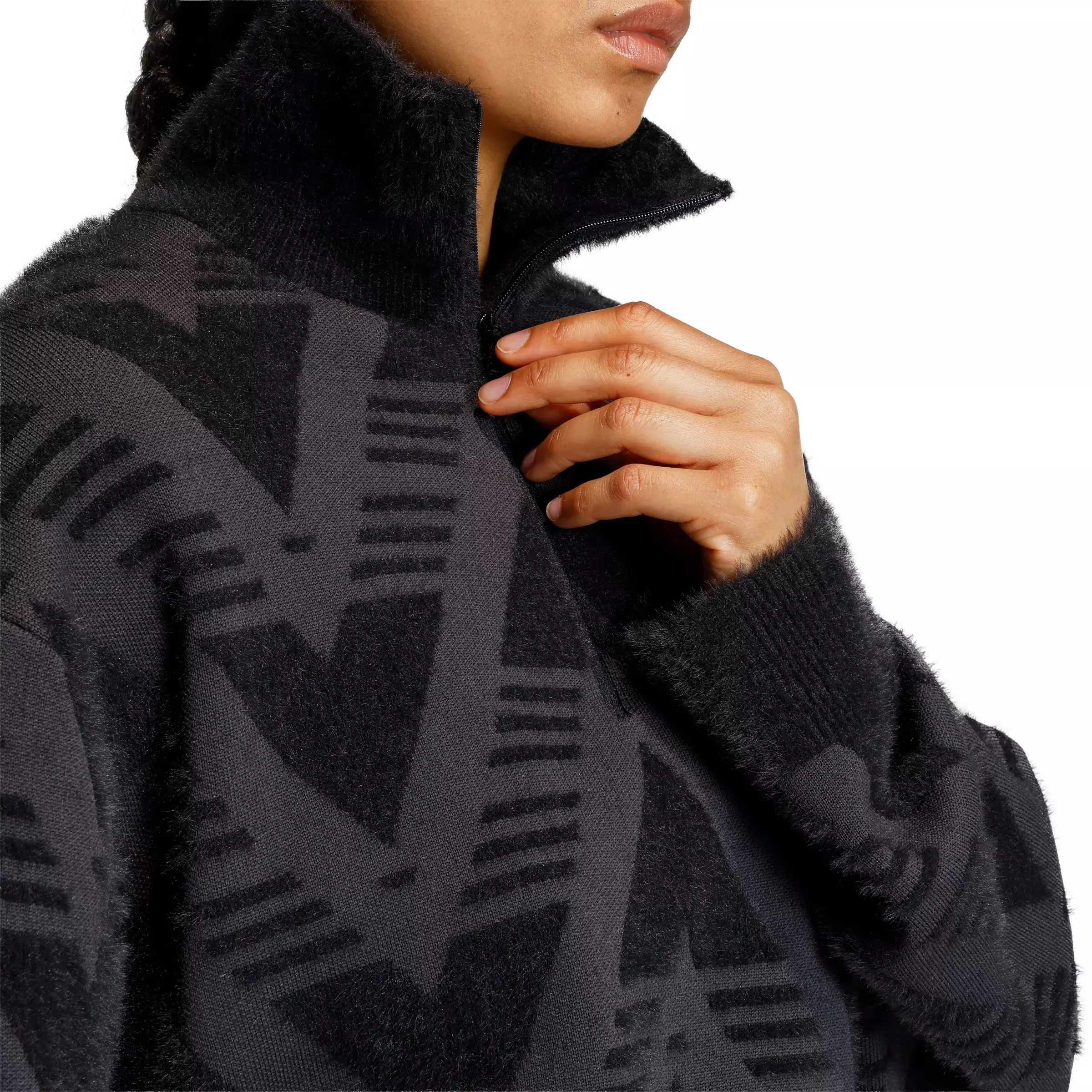 adidas Originals Women's Knitted half-Zip Sweater -Black - BLACK