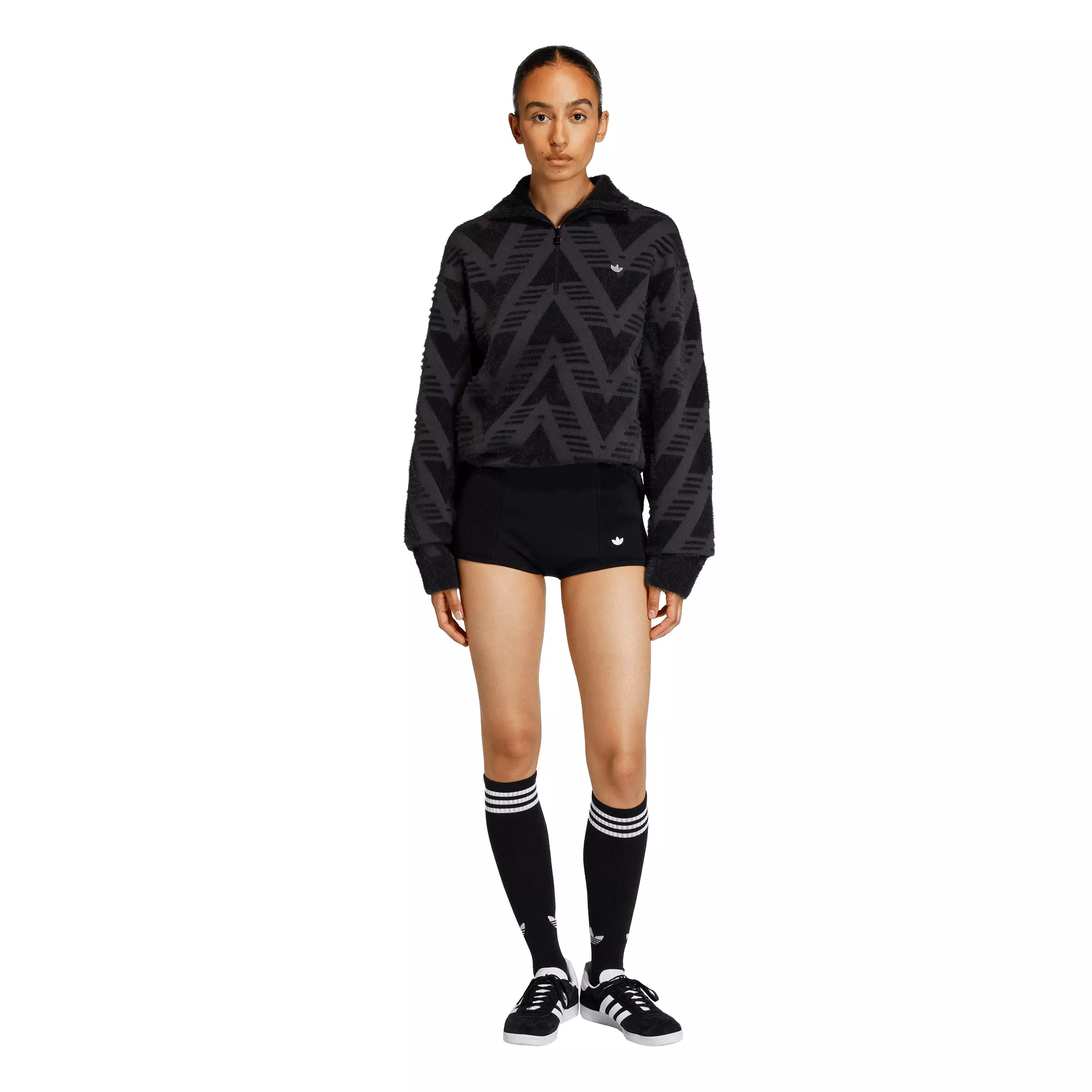 adidas Originals Women's Knitted half-Zip Sweater - Black - BLACK