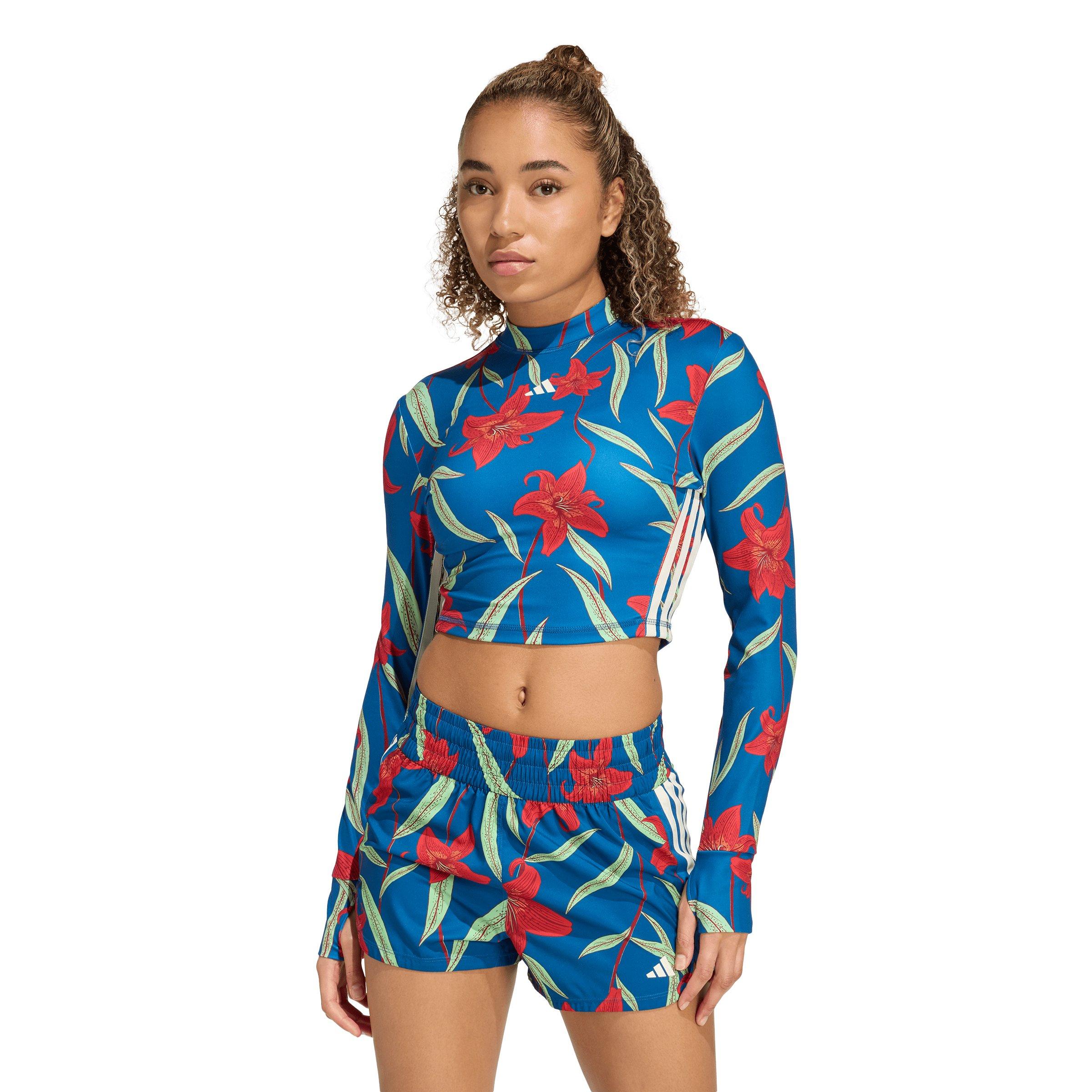 adidas Women's x Farm Rio Long Sleeve Training T-Shirt - Blue - BLUE Thumbnail View 1