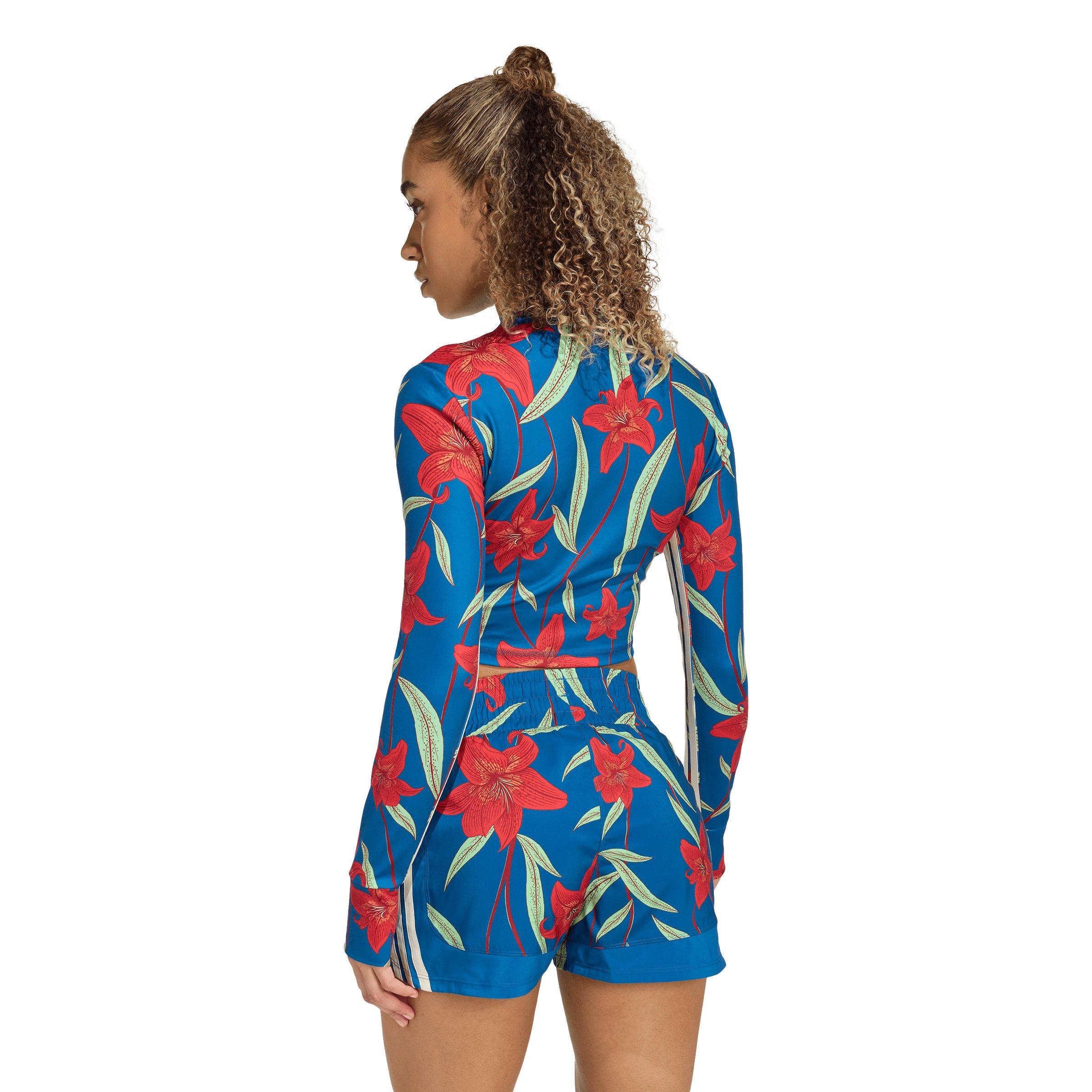 adidas Women's x Farm Rio Long Sleeve Training T-Shirt - Blue - BLUE Thumbnail View 2