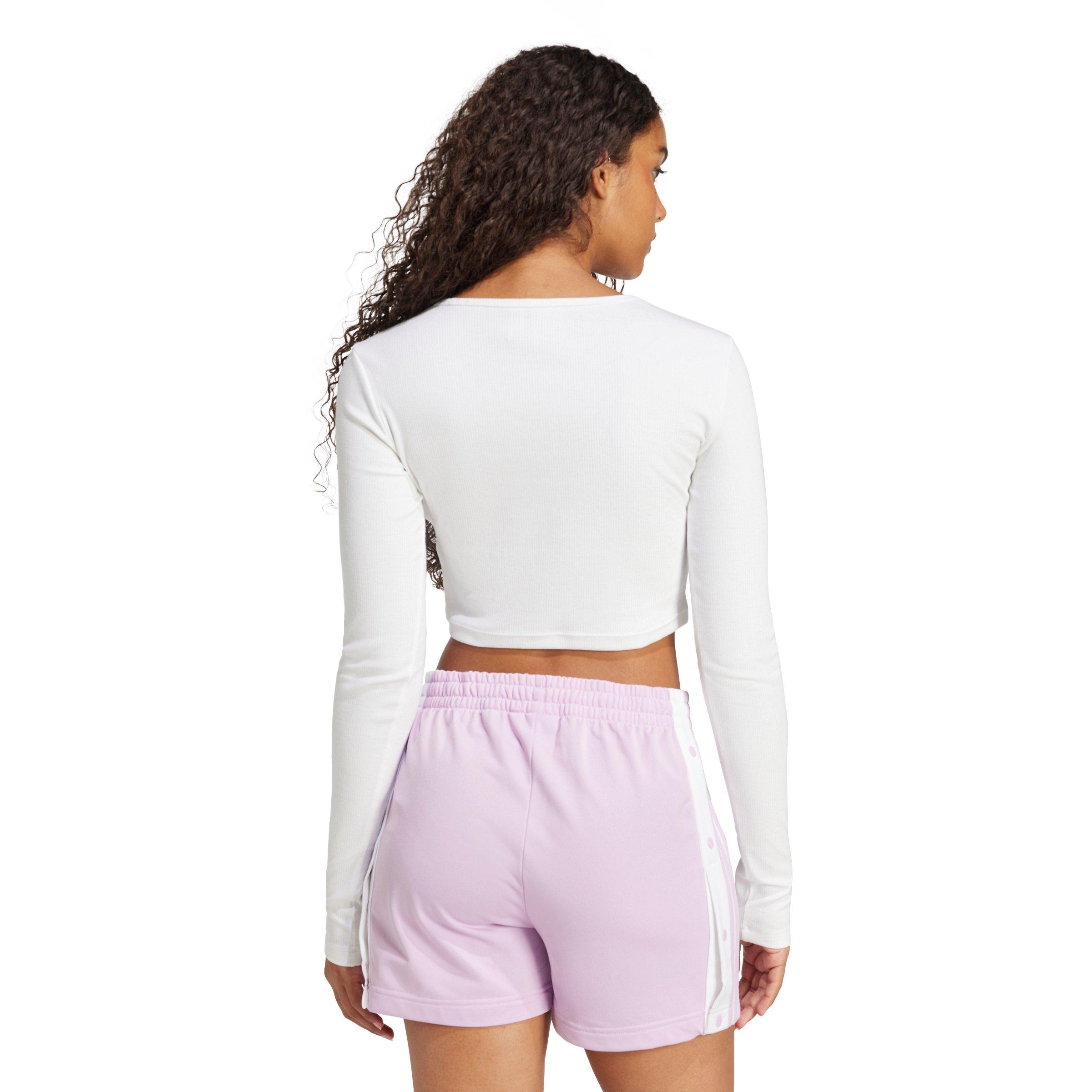 adidas Originals Women's Essentials Ribbed Crop Long Sleeve Top - White - WHITE Thumbnail View 2