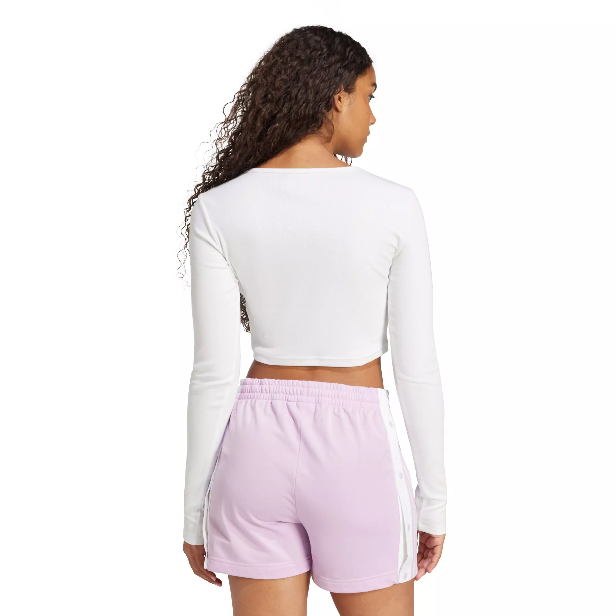adidas Originals Women's Essentials Ribbed Crop Long Sleeve Top - White - WHITE