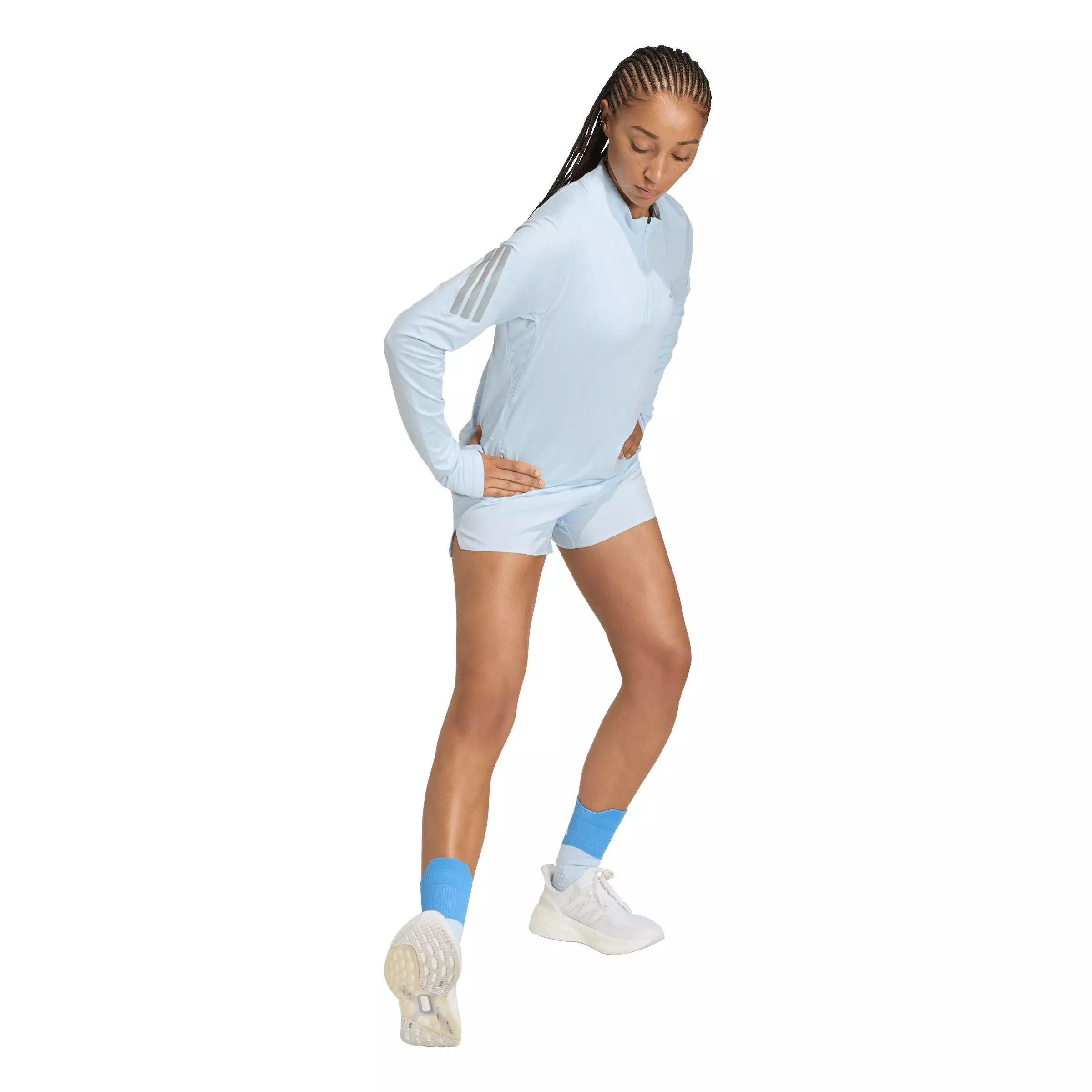 adidas Women's adi365 Iconic Running 1/2 Zip Jumper - Light Blue - LIGHT BLUE
