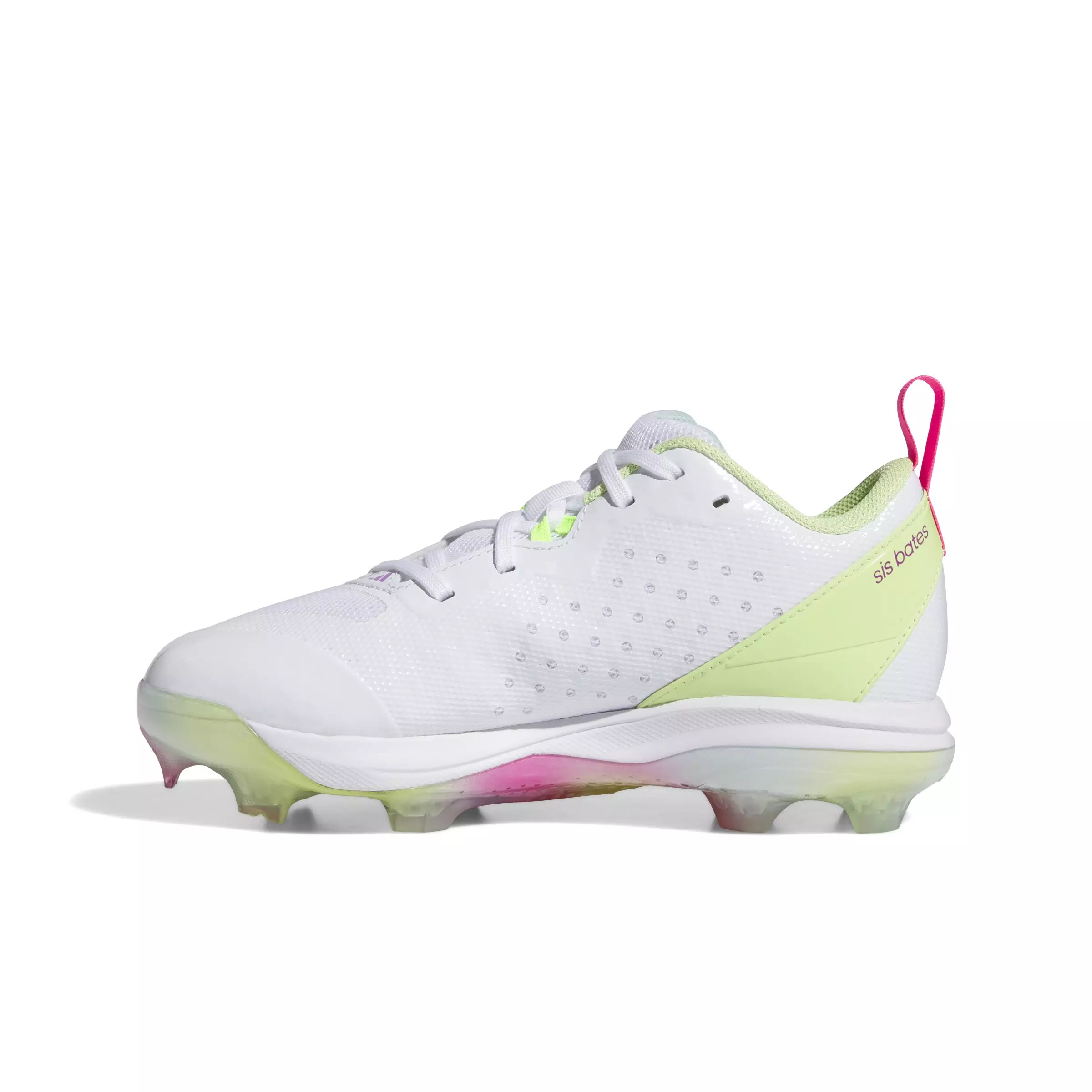 adidas Adizero Instinct TPU "White/Lucid Lemon/Semi Flash Aqua" Grade School Girls' Softball Cleat - WHITE/LEMON/AQUA