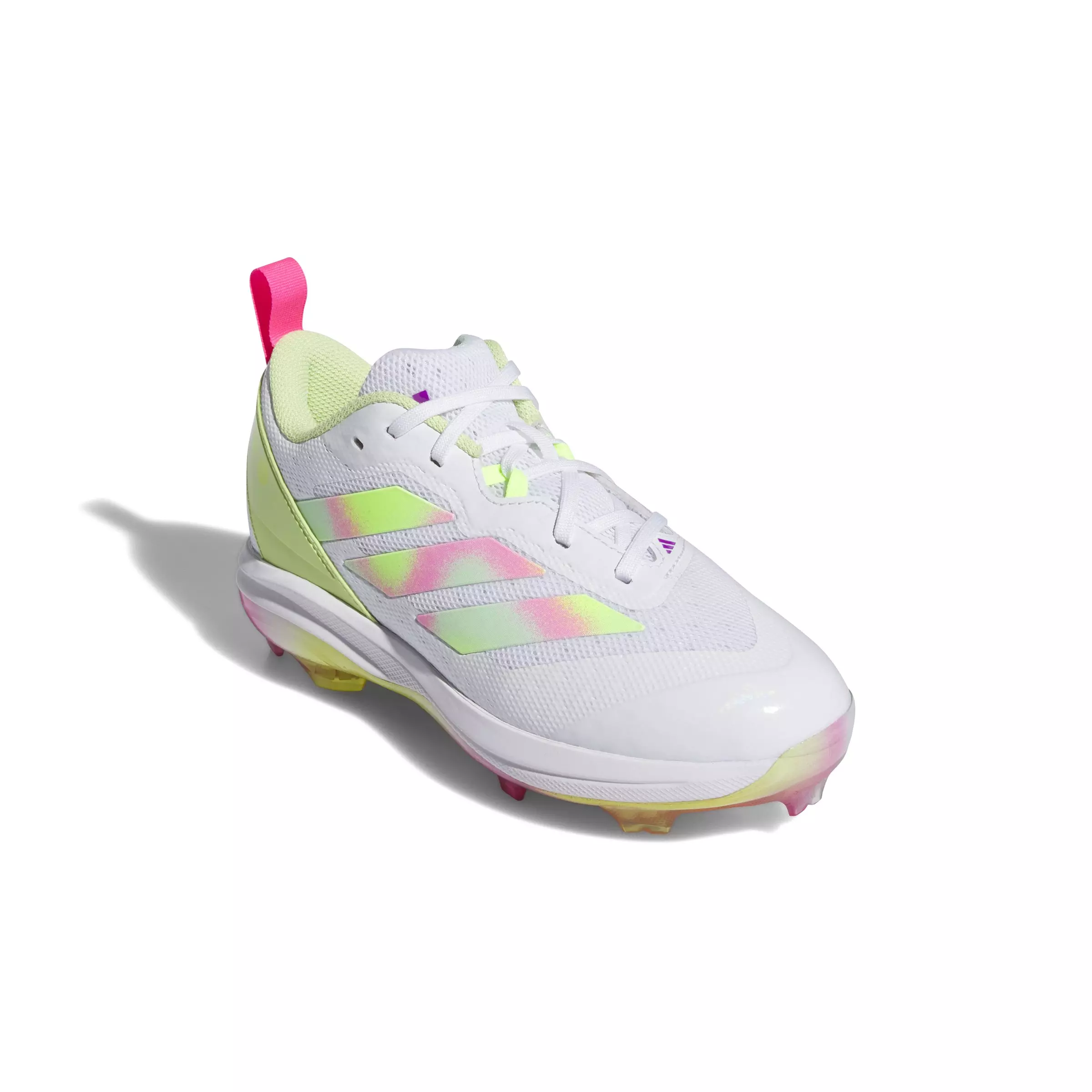 adidas Adizero Instinct TPU "White/Lucid Lemon/Semi Flash Aqua" Grade School Girls' Softball Cleat - WHITE/LEMON/AQUA