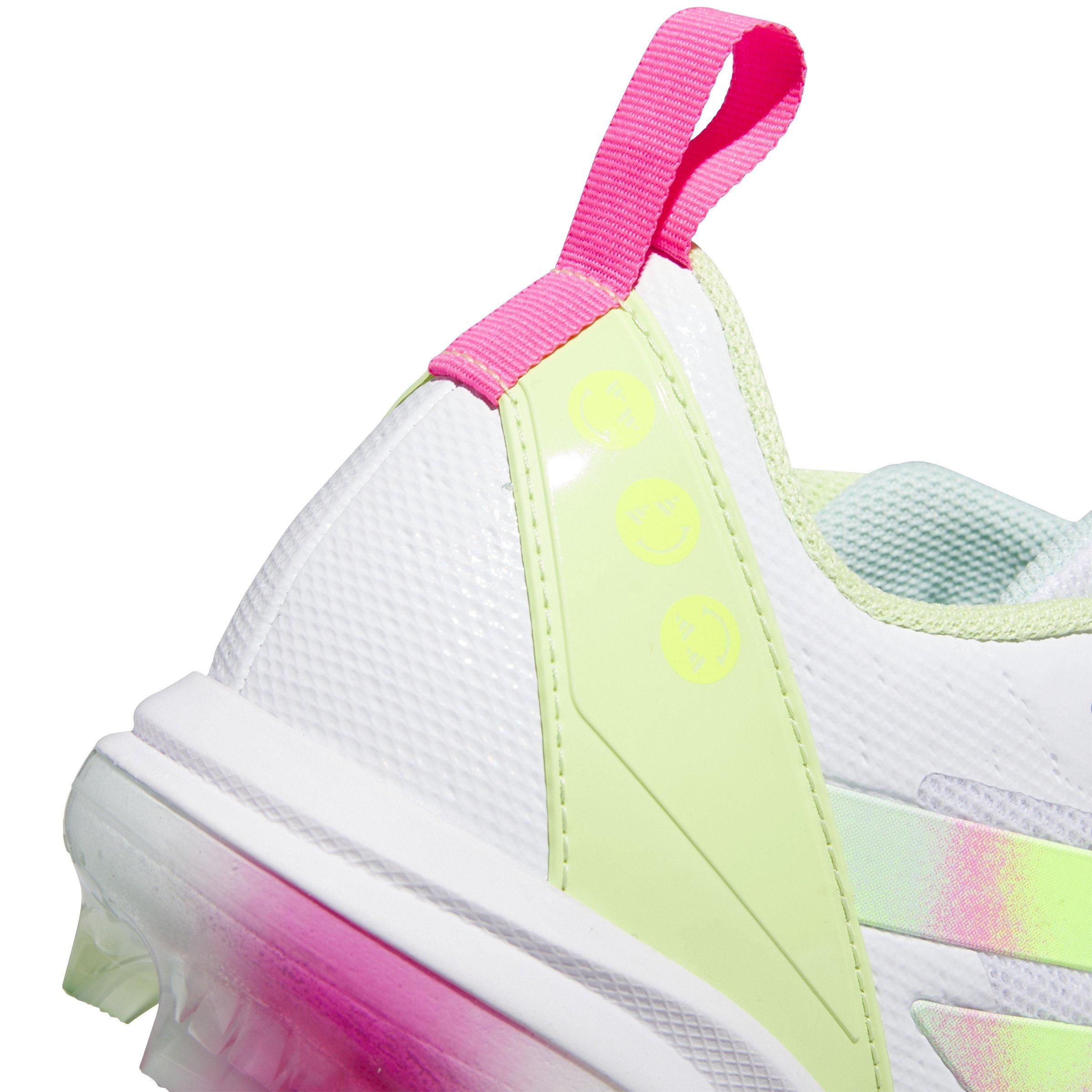 adidas Adizero Instinct TPU  Grade School Girls' "White/Lucid Lemon/Semi Flash Aqua" Softball Cleat