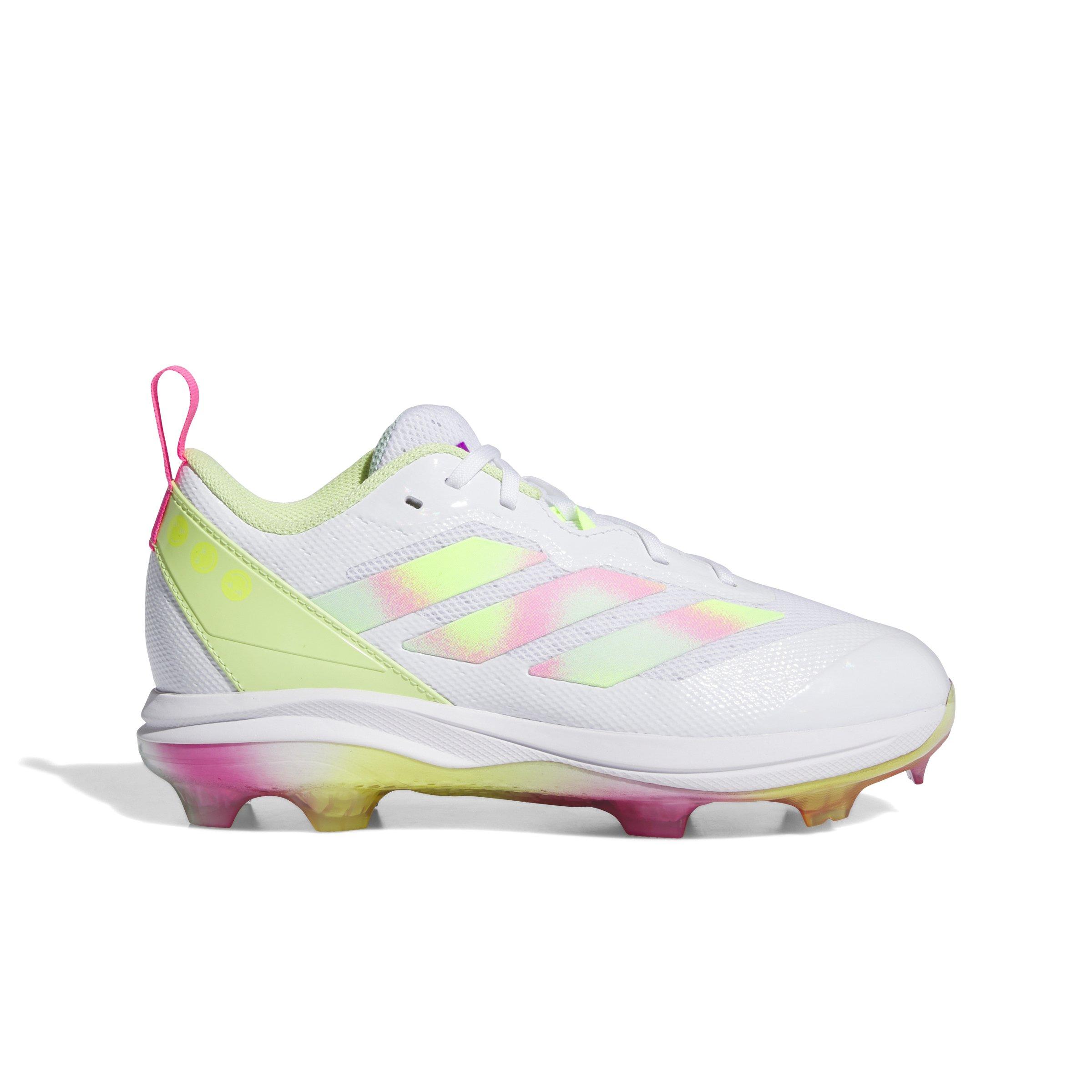 adidas Adizero Instinct TPU "White/Lucid Lemon/Semi Flash Aqua" Grade School Girls' Softball Cleat