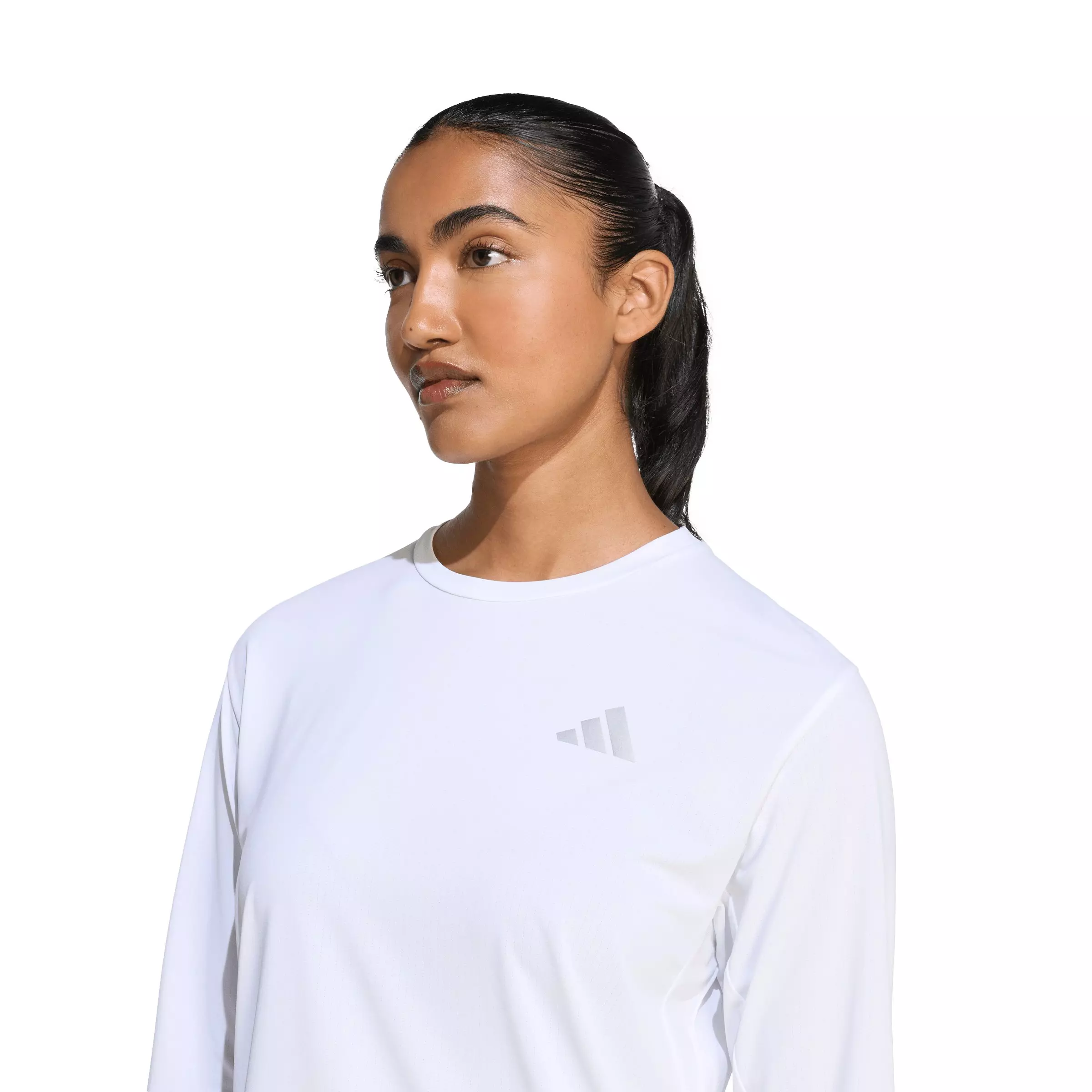 adidas Women's ADI365 Running Climacool Iconic Long Sleeve Top -White - WHITE