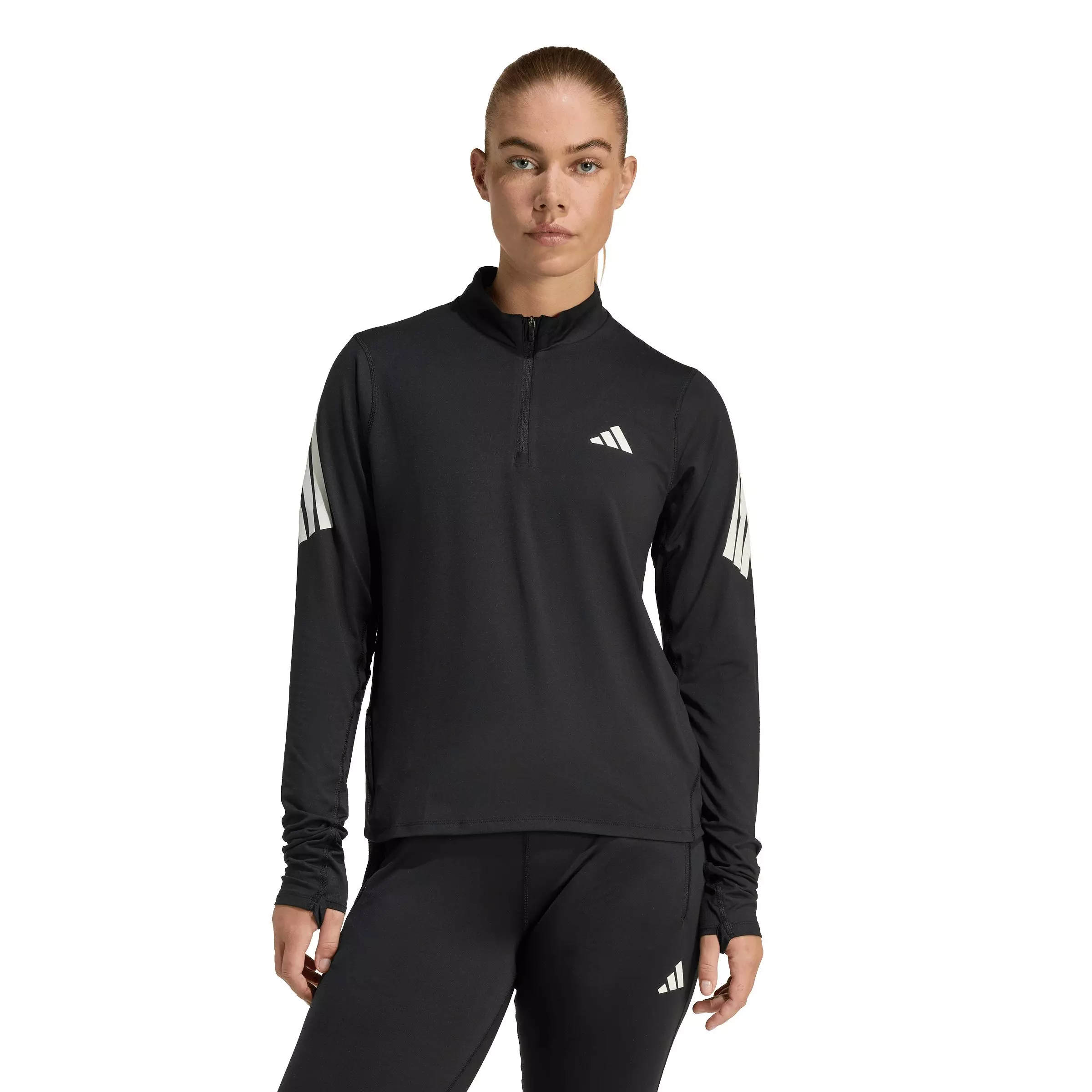 adidas Women's adi365 Iconic Running 1/2 Zip Jumper - Black - BLACK