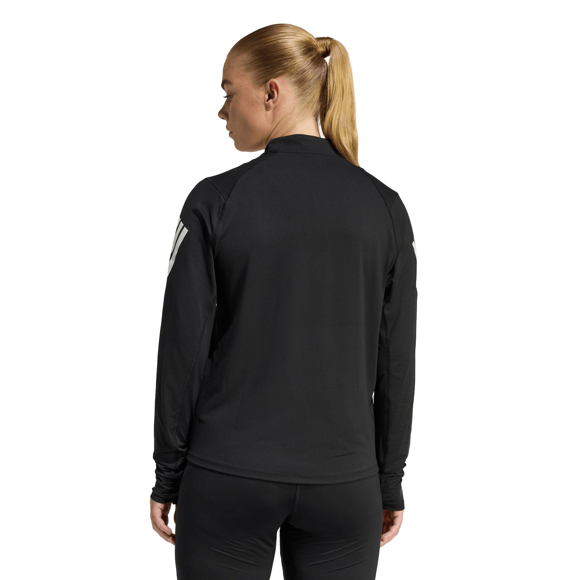adidas Women's adi365 Iconic Running 1/2 Zip Jumper - Black - BLACK Thumbnail View 2